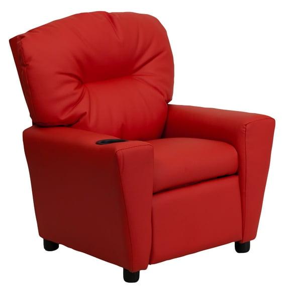 Flash Furniture Chandler Contemporary Red Vinyl Kids Recliner with Cup Holder