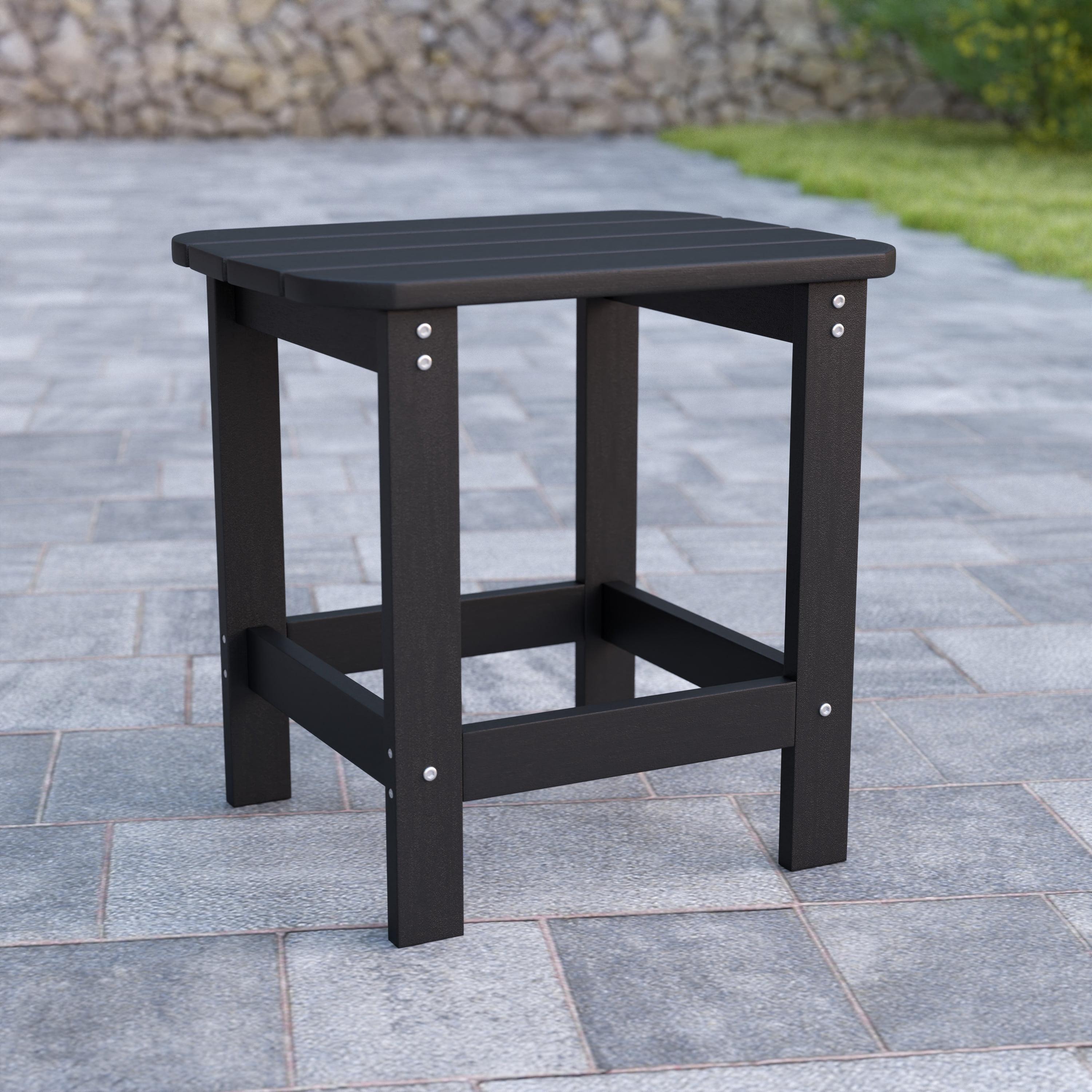 Charlestown Rectangular Low-Height Black Poly Resin Adirondack Side Table