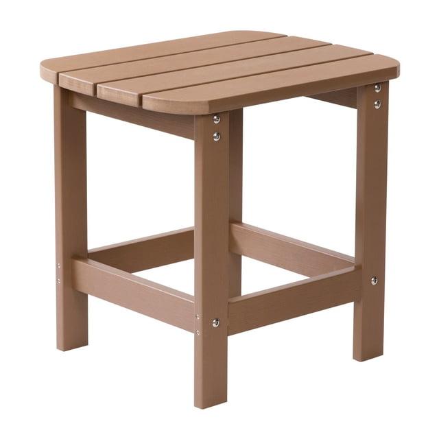 Flash Furniture Charlestown All-Weather Poly Resin Wood Adirondack Side Table in Natural Cedar