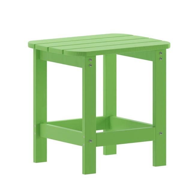 Flash Furniture Charlestown Tiered Commercial Poly Resin Adirondack Side Table - Lime Green - All-Weather - Indoor/Outdoor