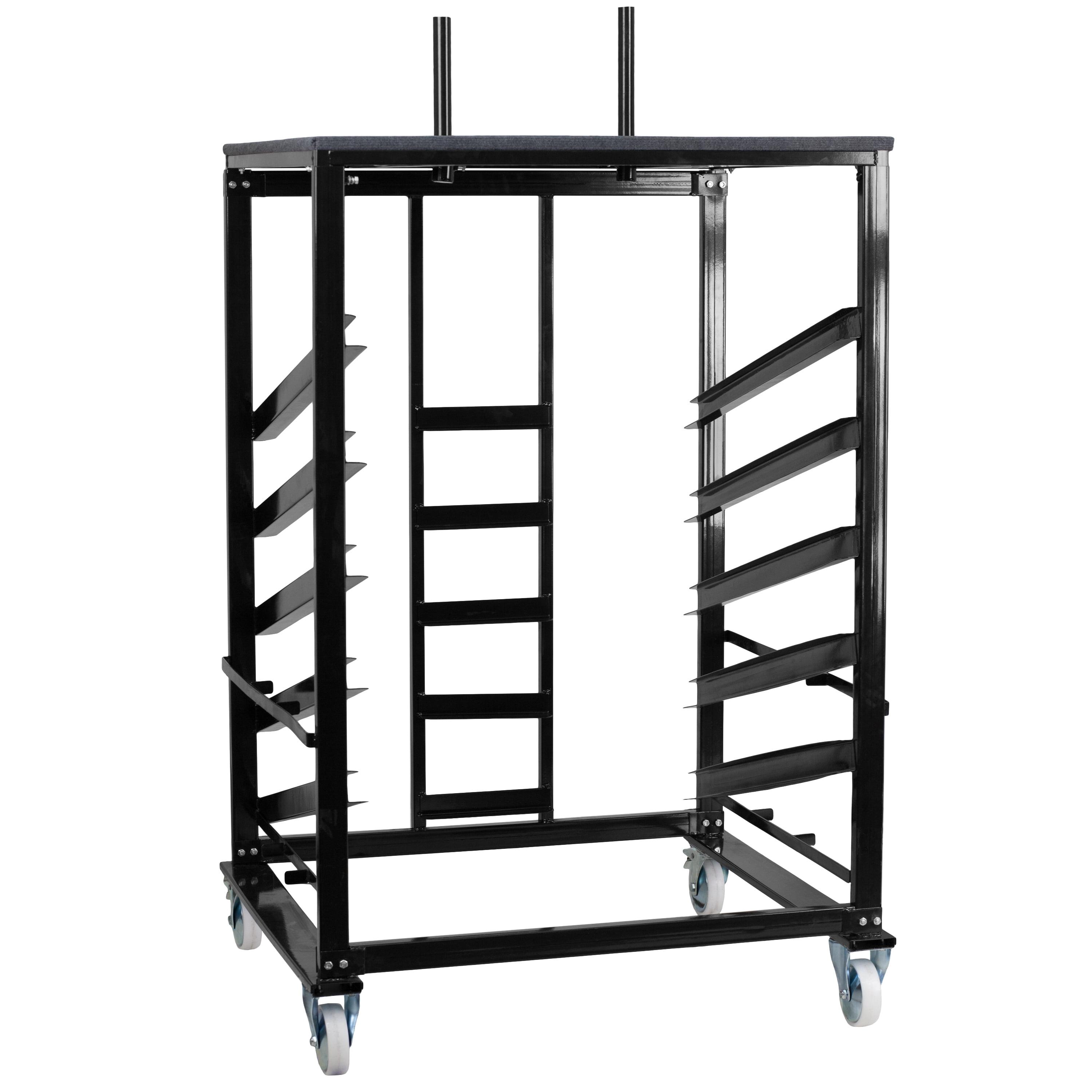 Sleek Black Steel 10-Table & 5-Shelf Cocktail Table Dolly