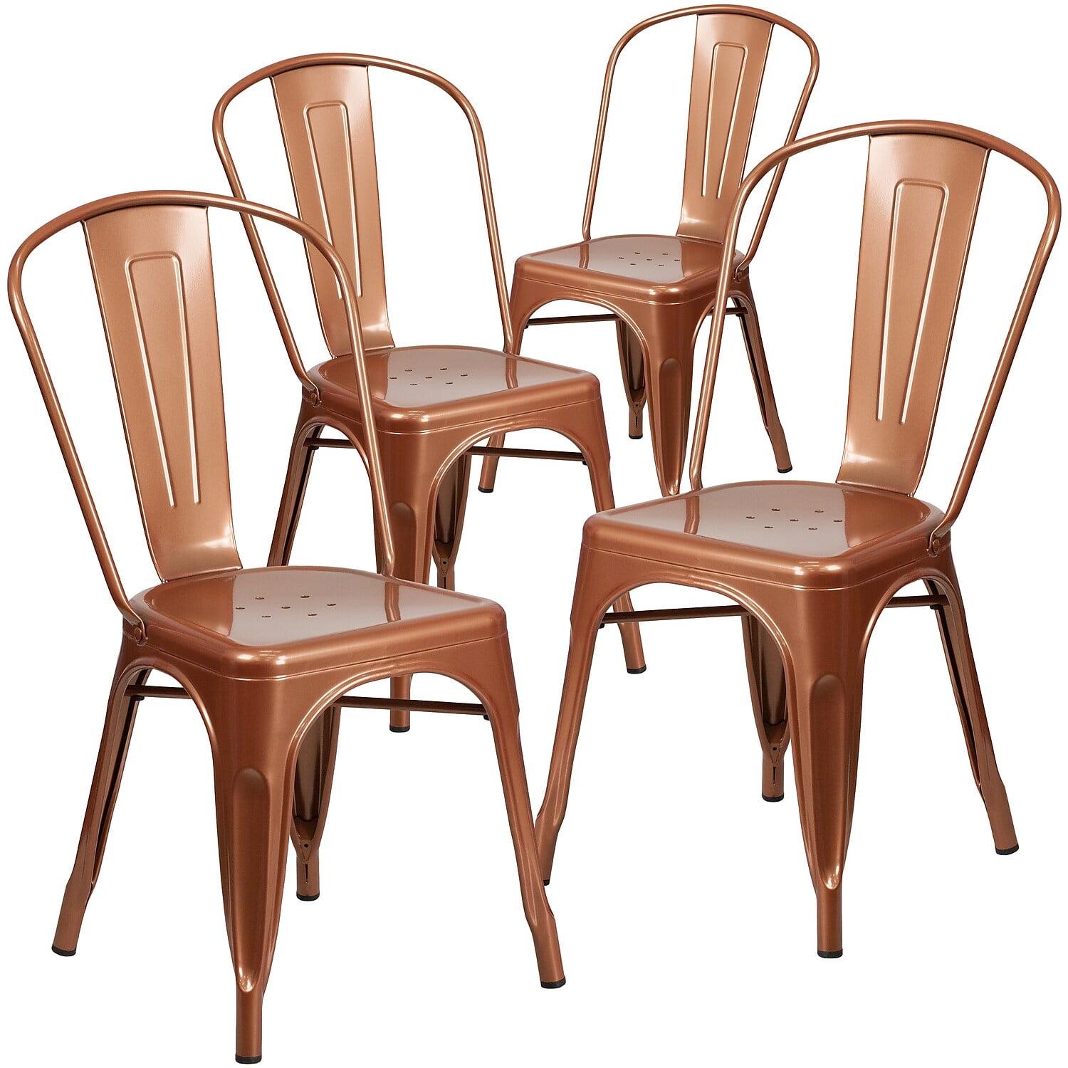 Flash Furniture Peterson Armless Metal Indoor-Outdoor Stackable Dining Chair (Set of 4)