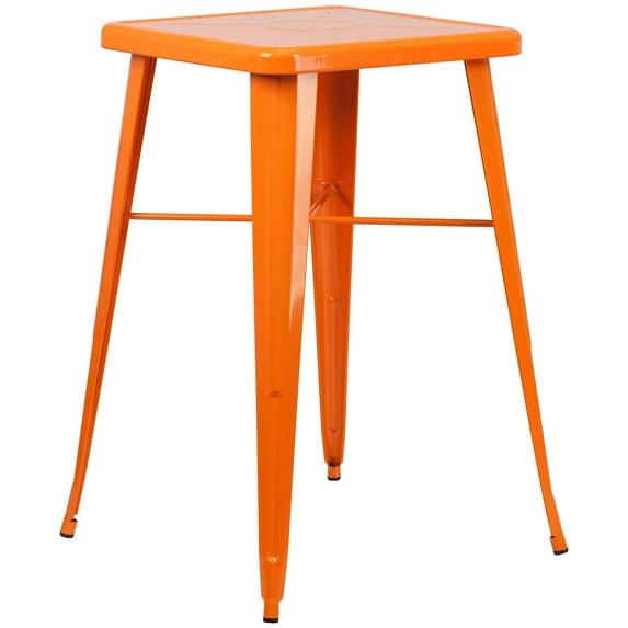 Flash Furniture Commercial Grade 23.75" Square Orange Metal Indoor-Outdoor Bar Height Table