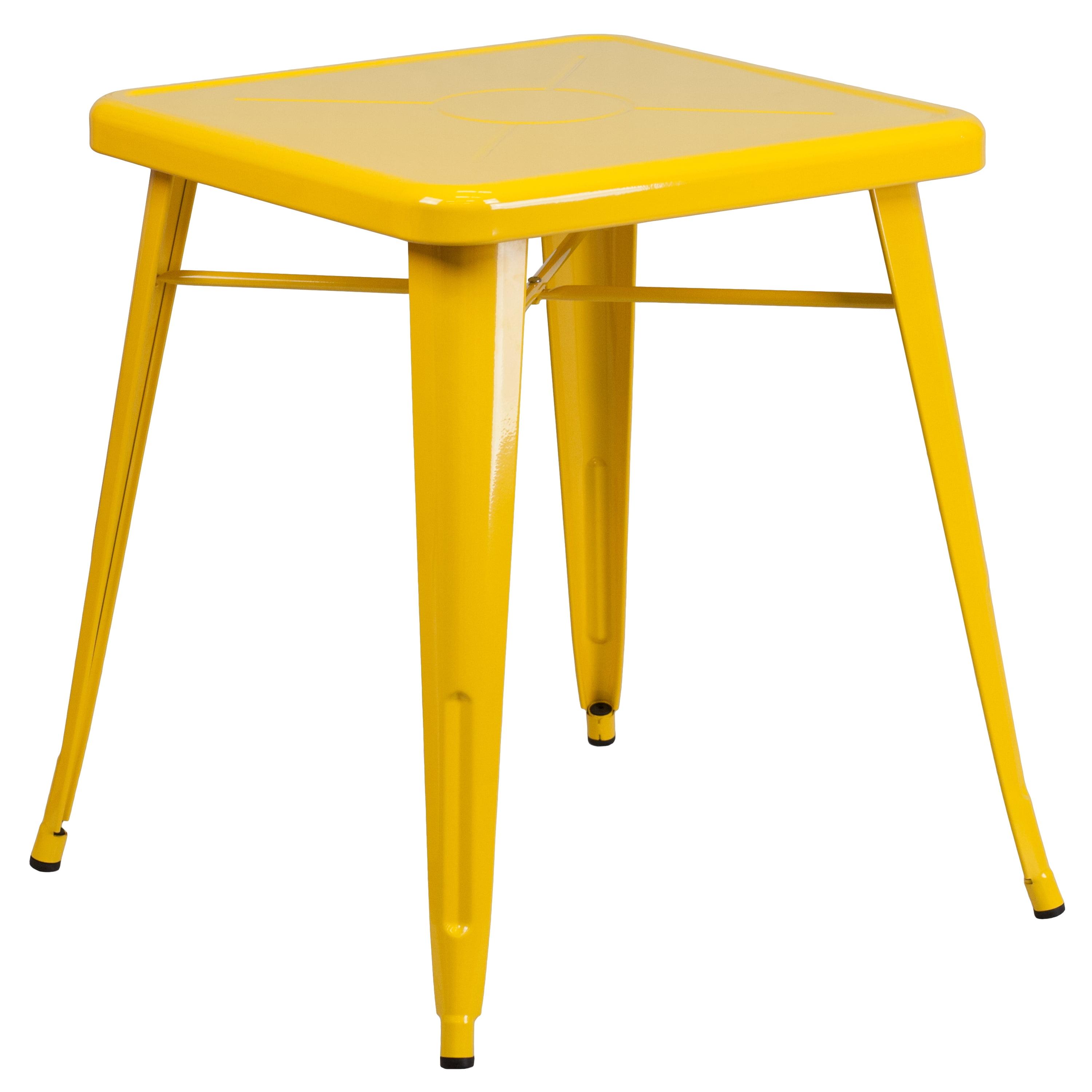 23.75" Yellow Metal Square Indoor-Outdoor Dining Table