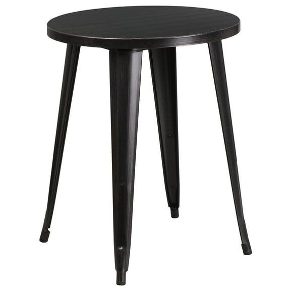 Flash Furniture Commercial Grade 24" Round Black-Antique Gold Metal Indoor-Outdoor Table