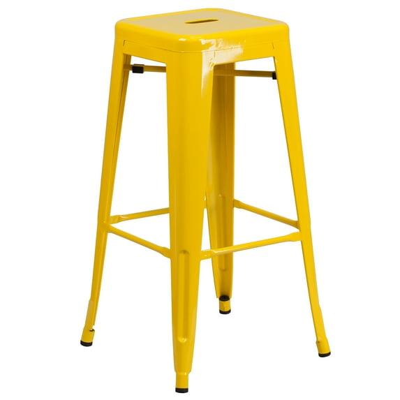 Flash Furniture Commercial Grade 30" High Backless Yellow Metal Indoor-Outdoor Barstool with Square Seat