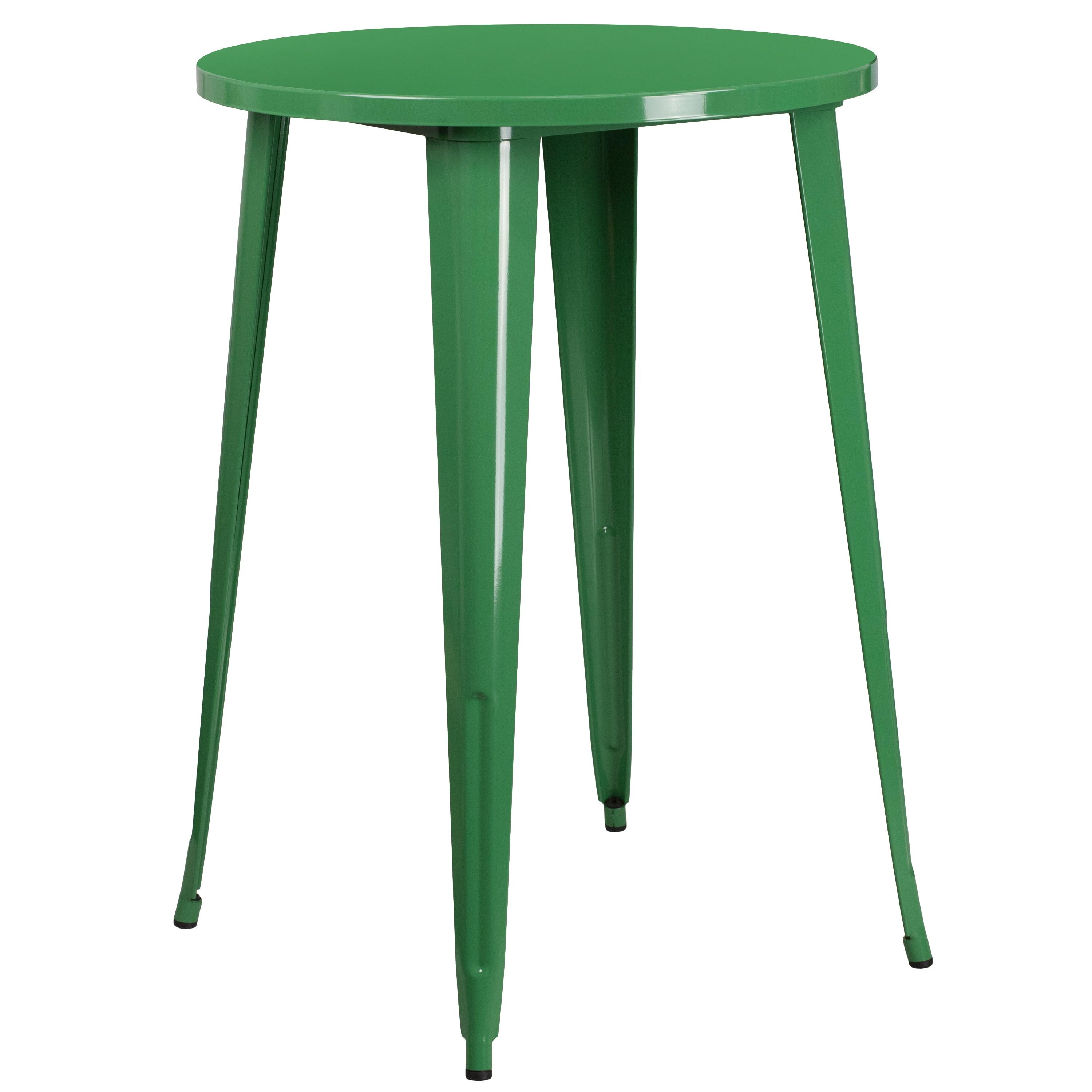 Flash Furniture Commercial Grade 30" Round Green Metal Indoor-Outdoor Bar Height Table