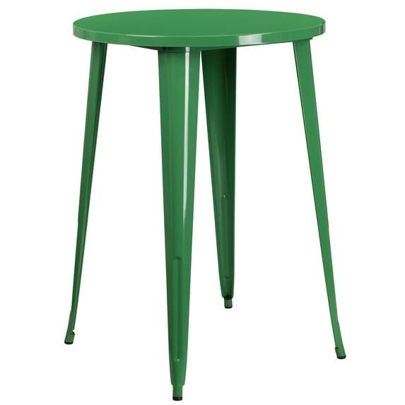 Flash Furniture Commercial Grade 30" Round Green Metal Indoor-Outdoor Bar Height Table