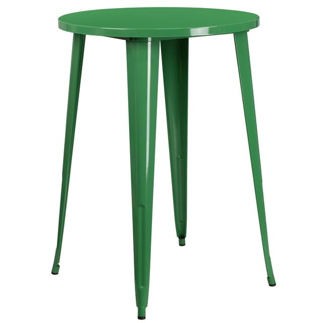 Flash Furniture Commercial Grade 30" Round Green Metal Indoor-Outdoor Bar Height Table