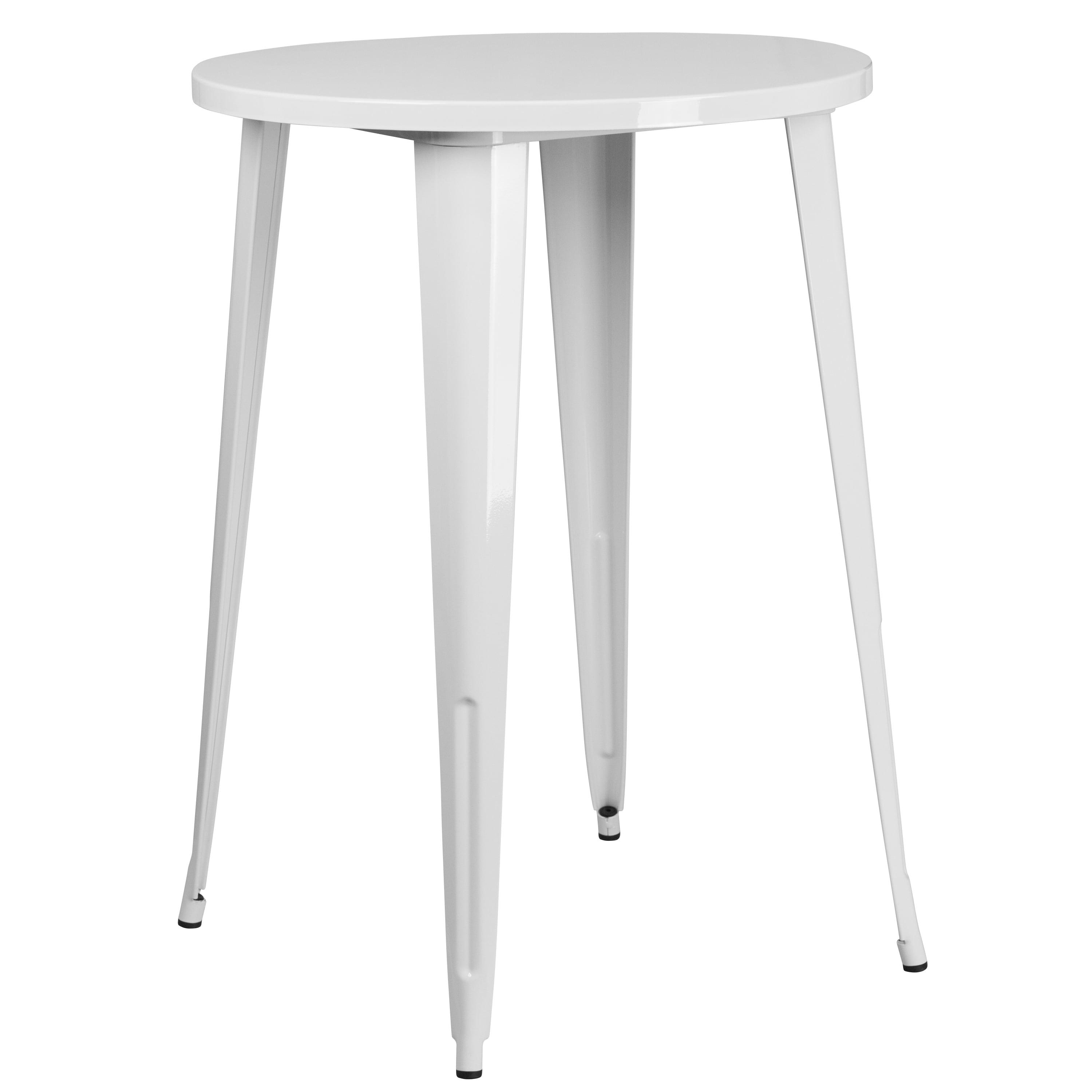 White Round Metal Bar Height Table with 30" Diameter