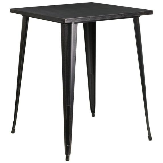 Flash Furniture Commercial Grade 31.5" Square Black-Antique Gold Metal Indoor-Outdoor Bar Height Table