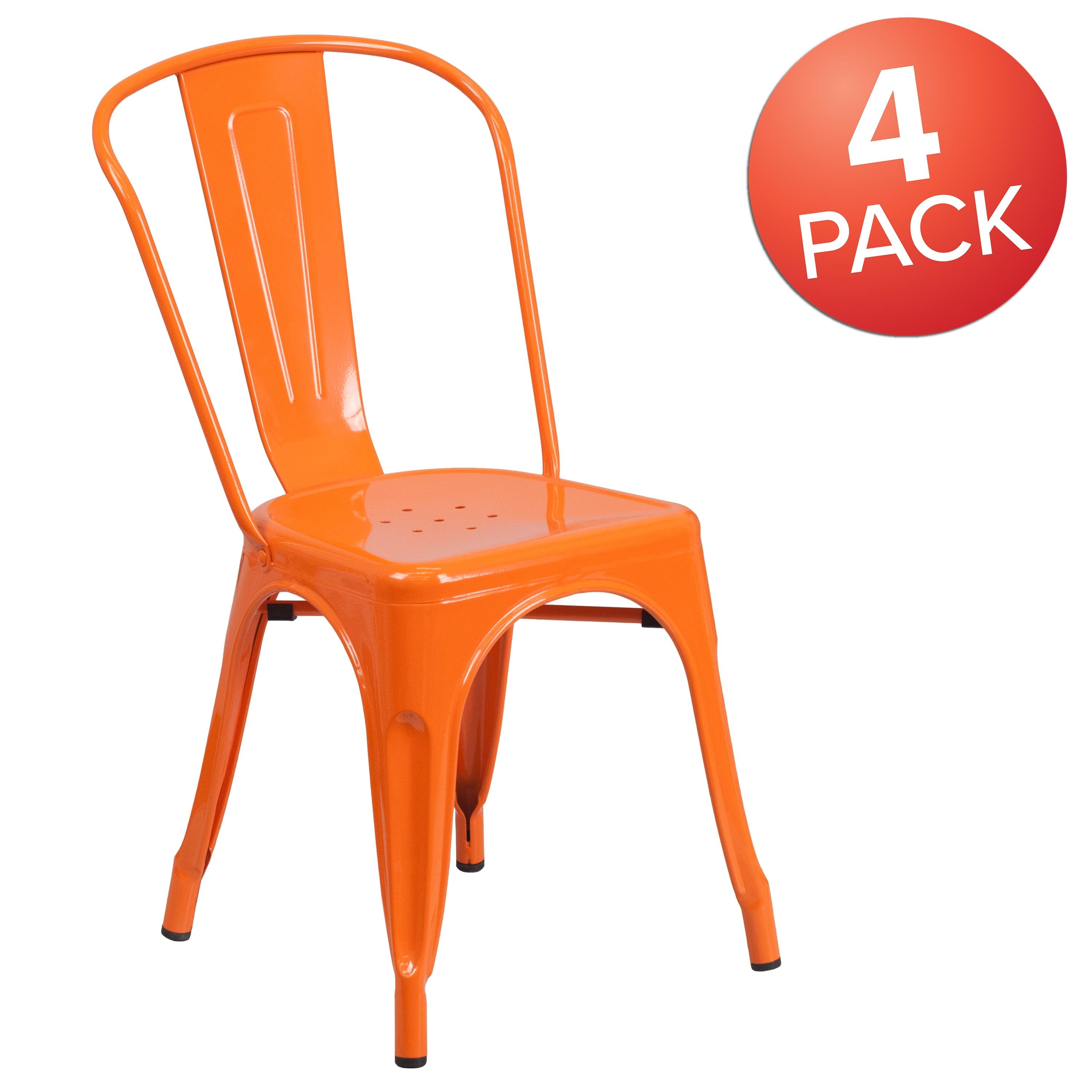 Flash Furniture Hucheson Metal Indoor-Outdoor Stackable Chair - Restaurant Chair - Bistro Chair (Set of 4)