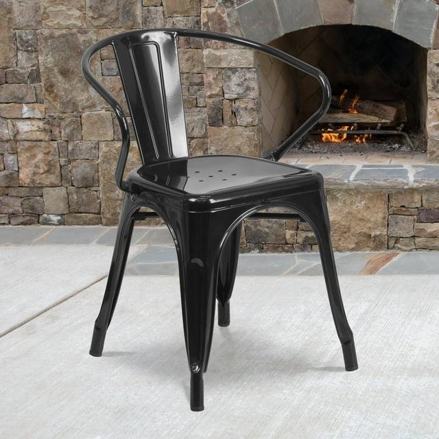 Flash Furniture Hucheson Metal Indoor-Outdoor Chair with Arms