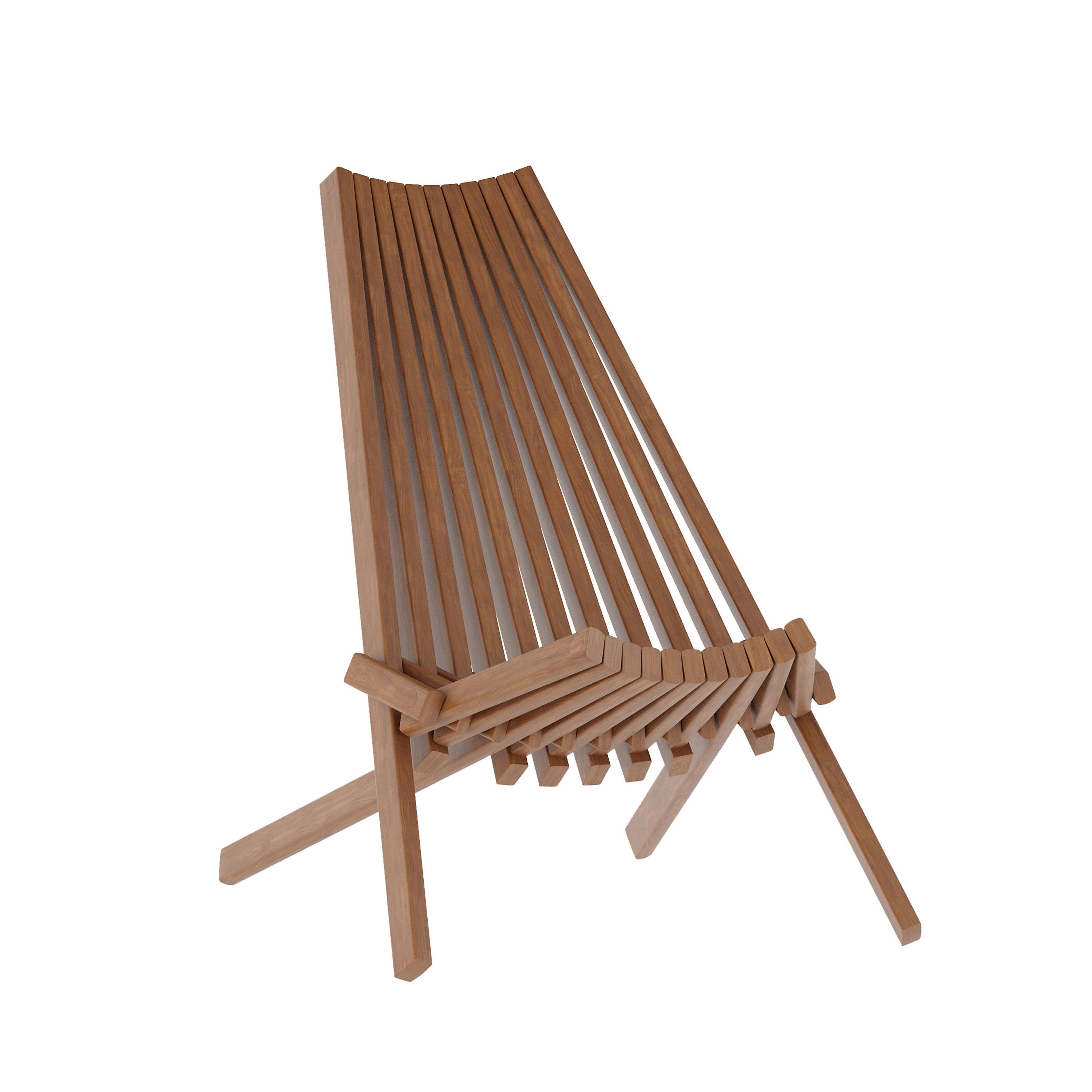 Flash Furniture Delia Commercial Grade Indoor/Outdoor Folding Acacia Wood Chair, Low Profile Lounge for Patio, Porch, Garden, Brown