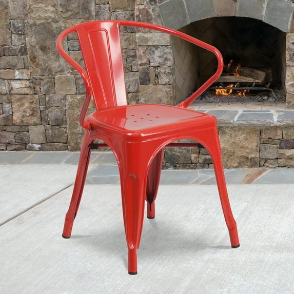 Flash Furniture Hucheson Metal Indoor-Outdoor Chair with Arms