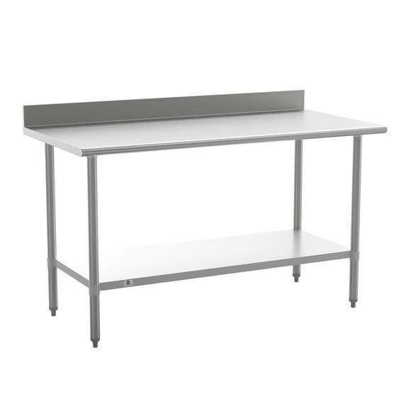 Flash Furniture Commercial Stainless Steel Kitchen Prep and Work Table with Shelf and Backsplash