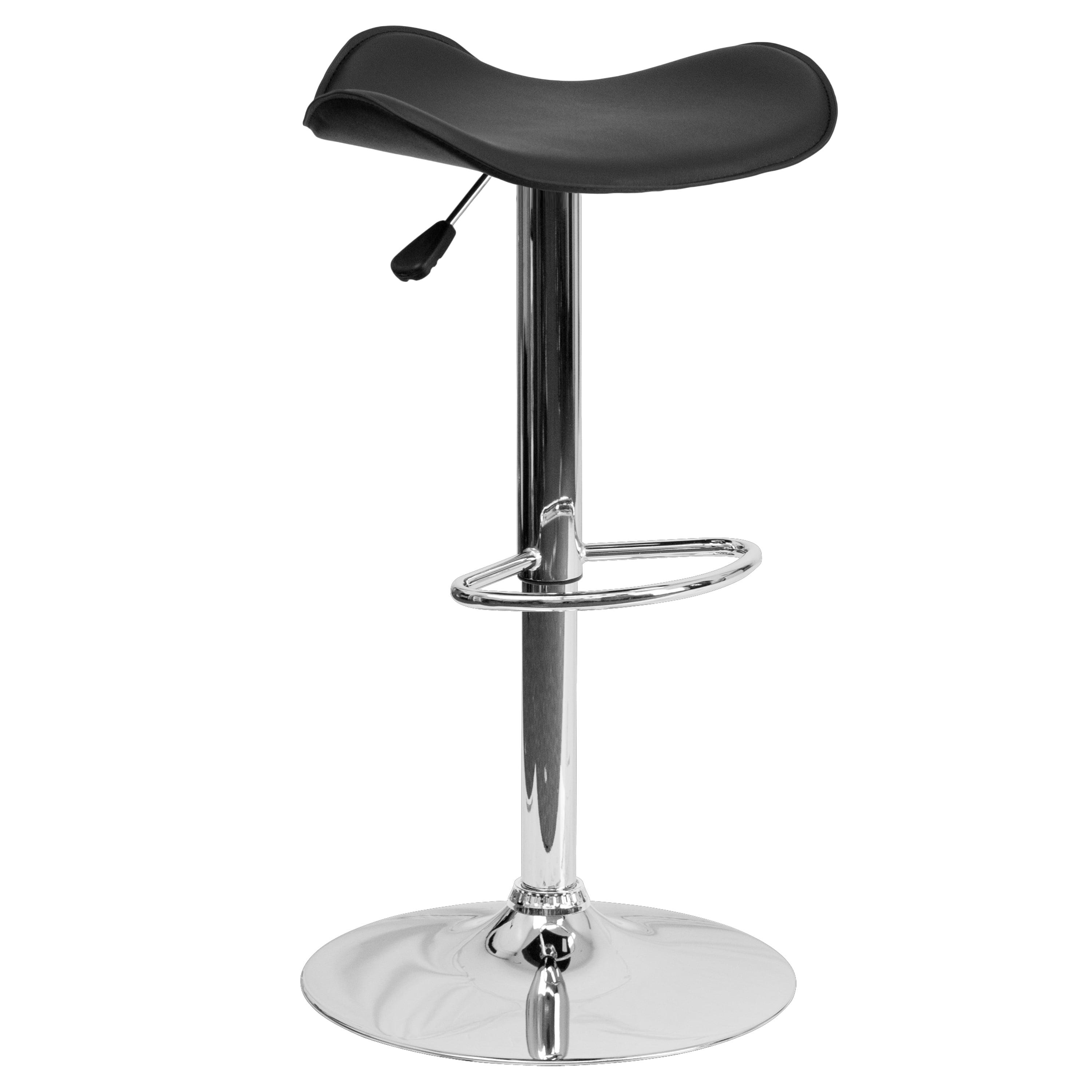 Black Adjustable Height Swivel Barstool with Chrome Base