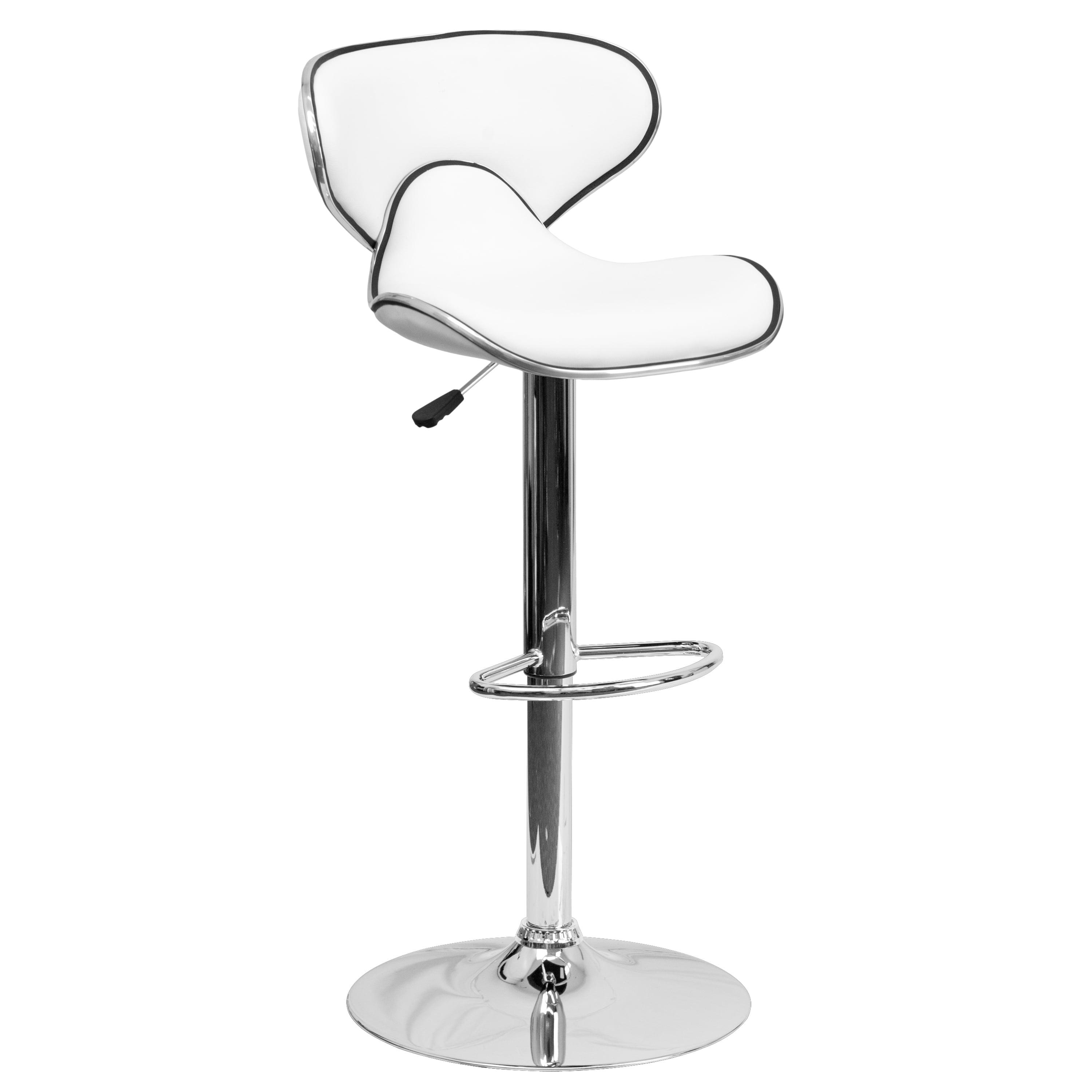 ErgoCurve Swivel White Vinyl & Chrome Adjustable Barstool