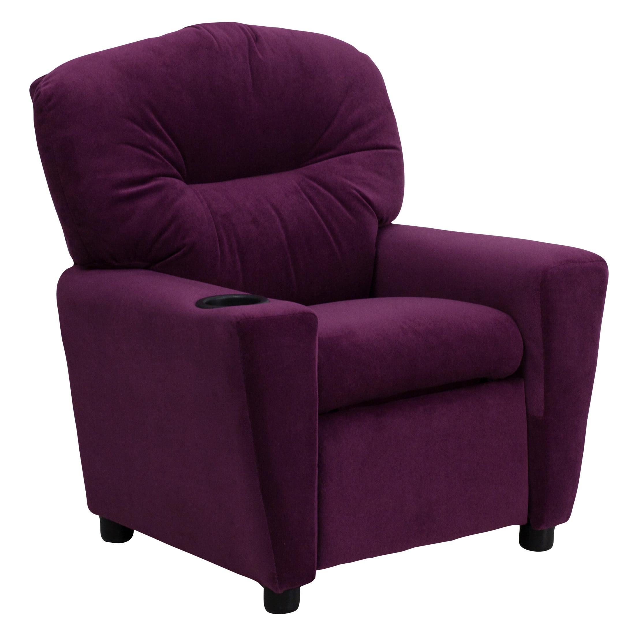 Flash Furniture Chandler Contemporary Purple Microfiber Kids Recliner with Cup Holder