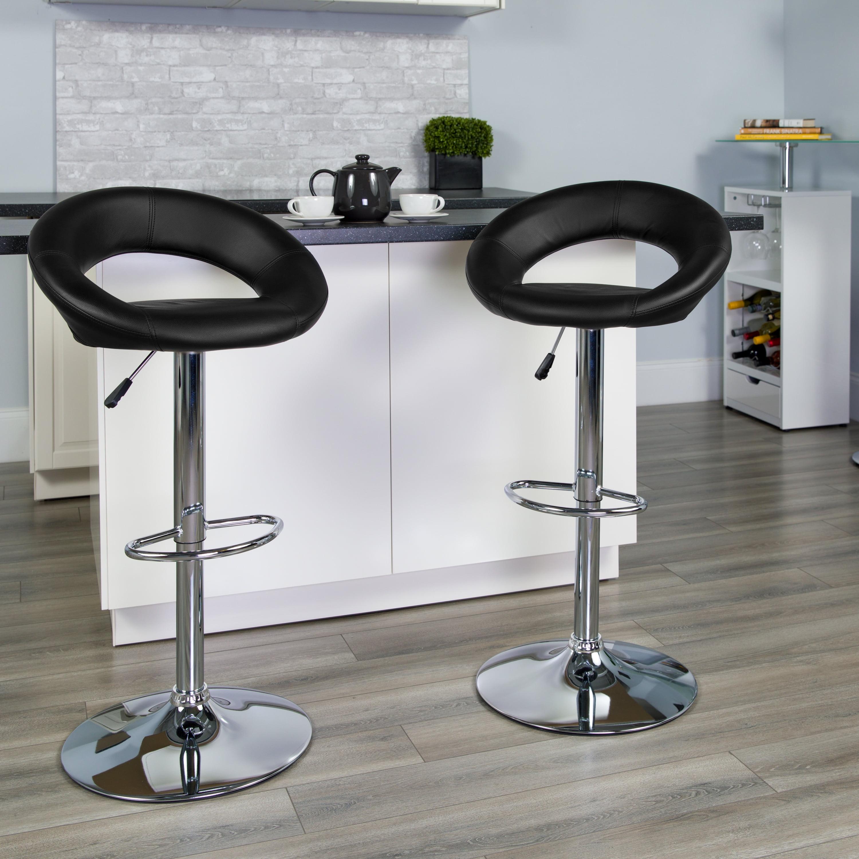 Contemporary Swivel Upholstered Adjustable Height Counter Stool with Metal Frame