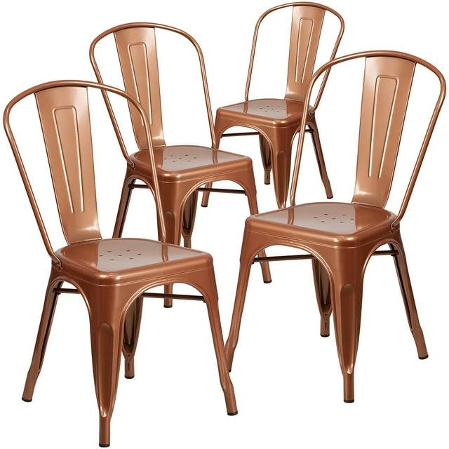 Flash Furniture Peterson Armless Metal Indoor-Outdoor Stackable Dining Chair (Set of 4)