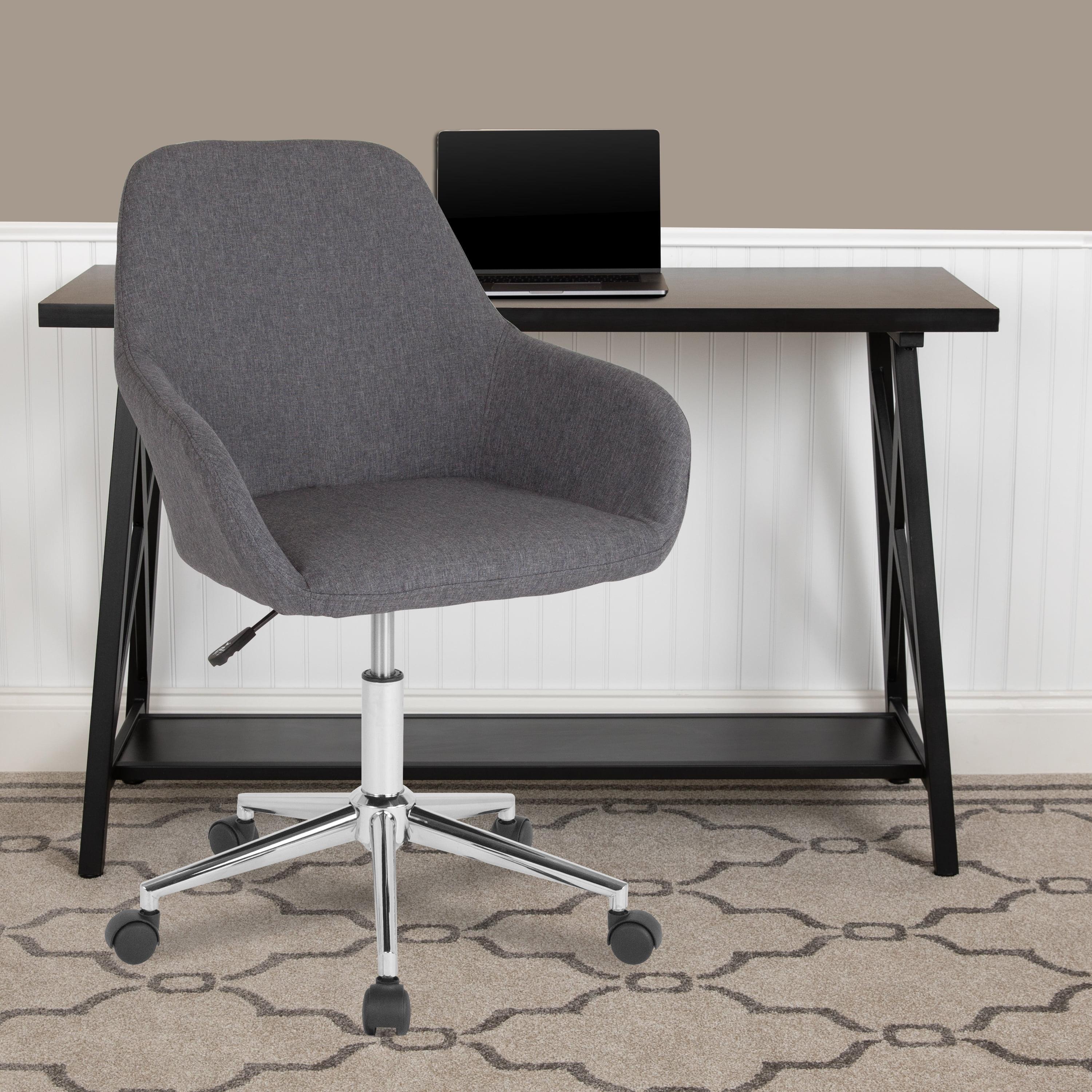 Cortana Chrome Base Dark Gray Fabric Mid-Back Task Chair