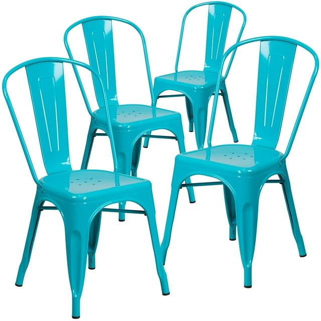 Flash Furniture Peterson Armless Metal Indoor-Outdoor Stackable Dining Chair (Set of 4)