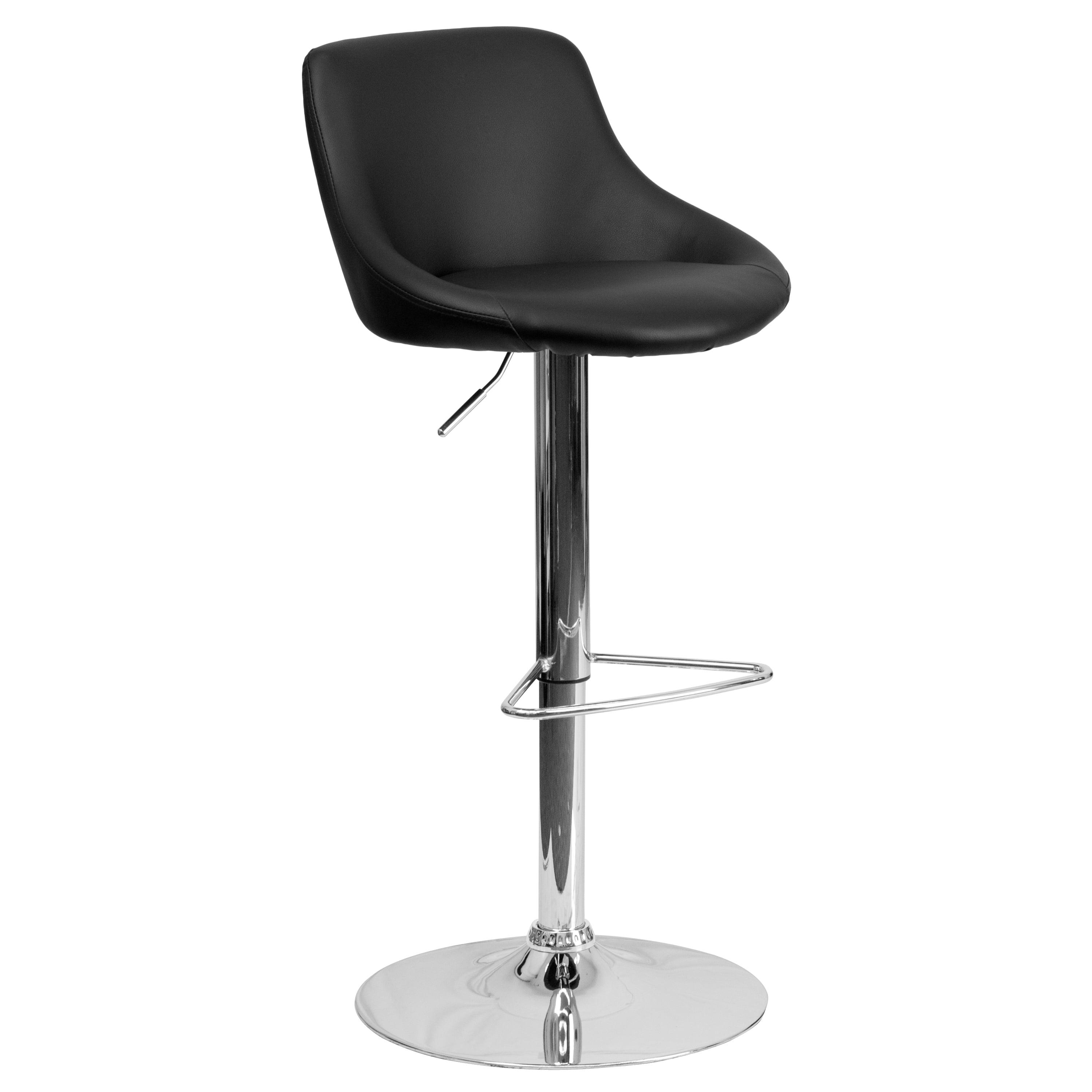 Sleek Black Vinyl and Chrome Adjustable Swivel Barstool