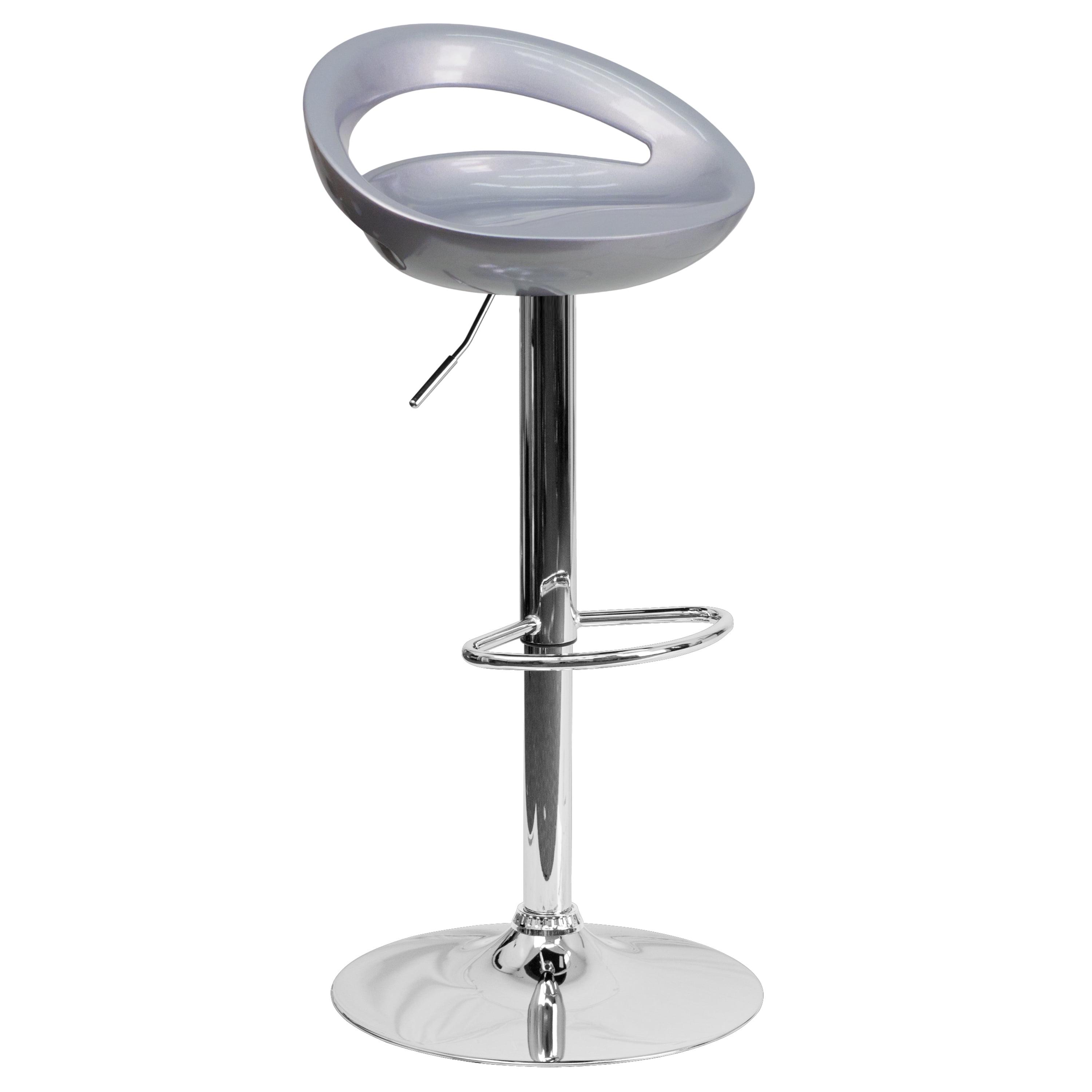 Flash Furniture Contemporary Plastic Adjustable Height Barstool with Rounded Cutout Back and Chrome Base