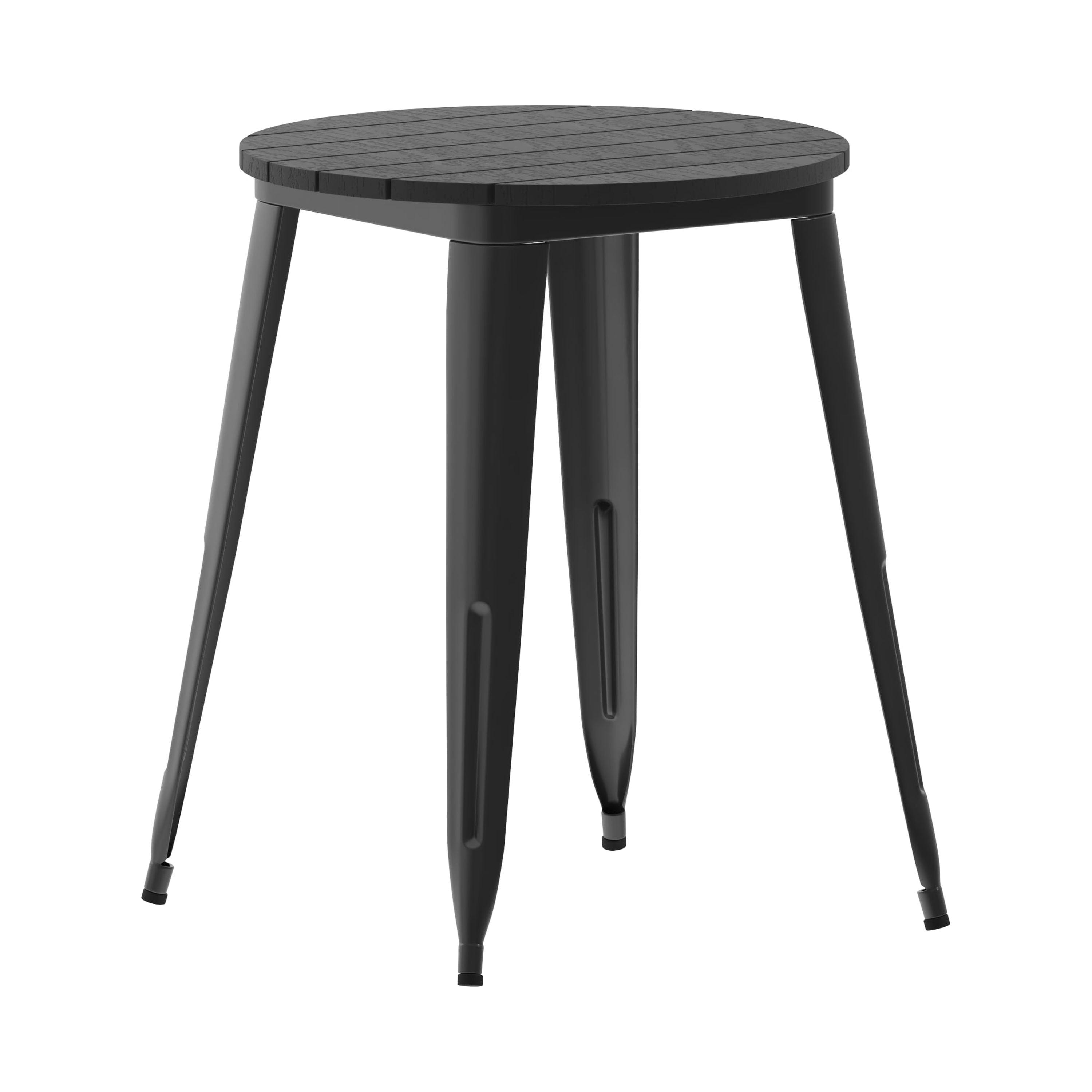 Black Round Poly Resin and Steel Indoor/Outdoor Dining Table