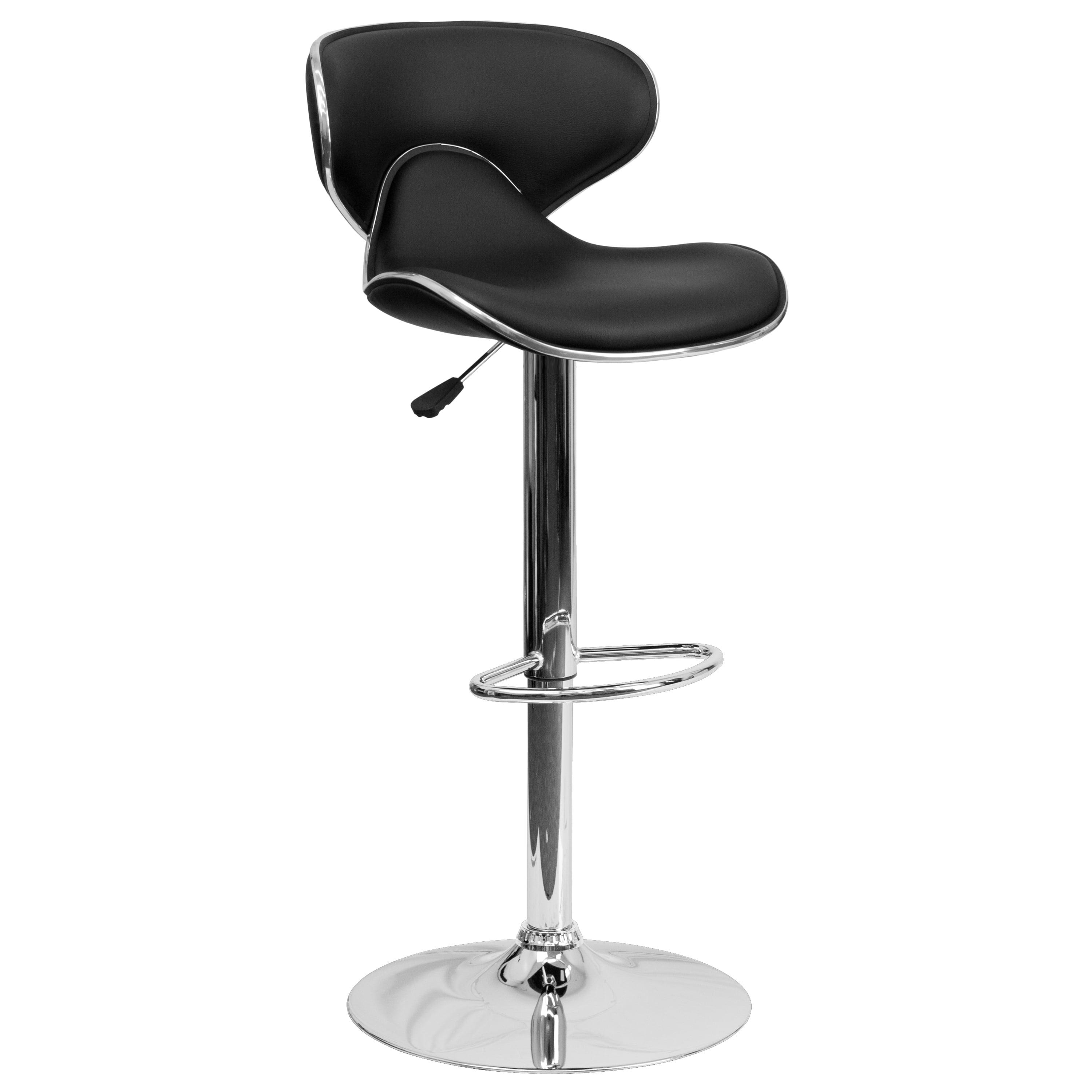 Flash Furniture Contemporary Cozy Mid-Back Vinyl Adjustable Height Barstool with Chrome Base