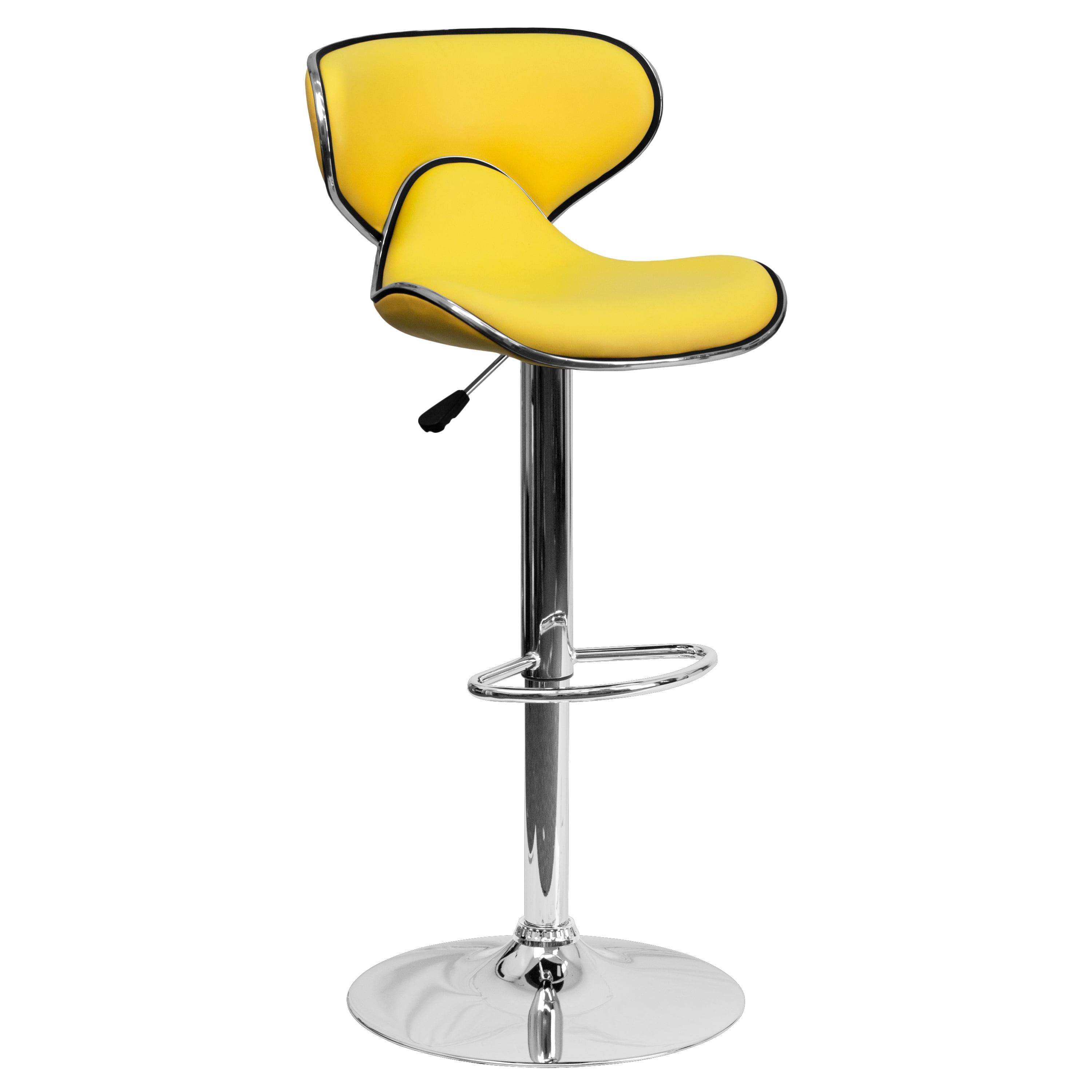 Flash Furniture Contemporary Cozy Mid-Back Vinyl Adjustable Height Barstool with Chrome Base