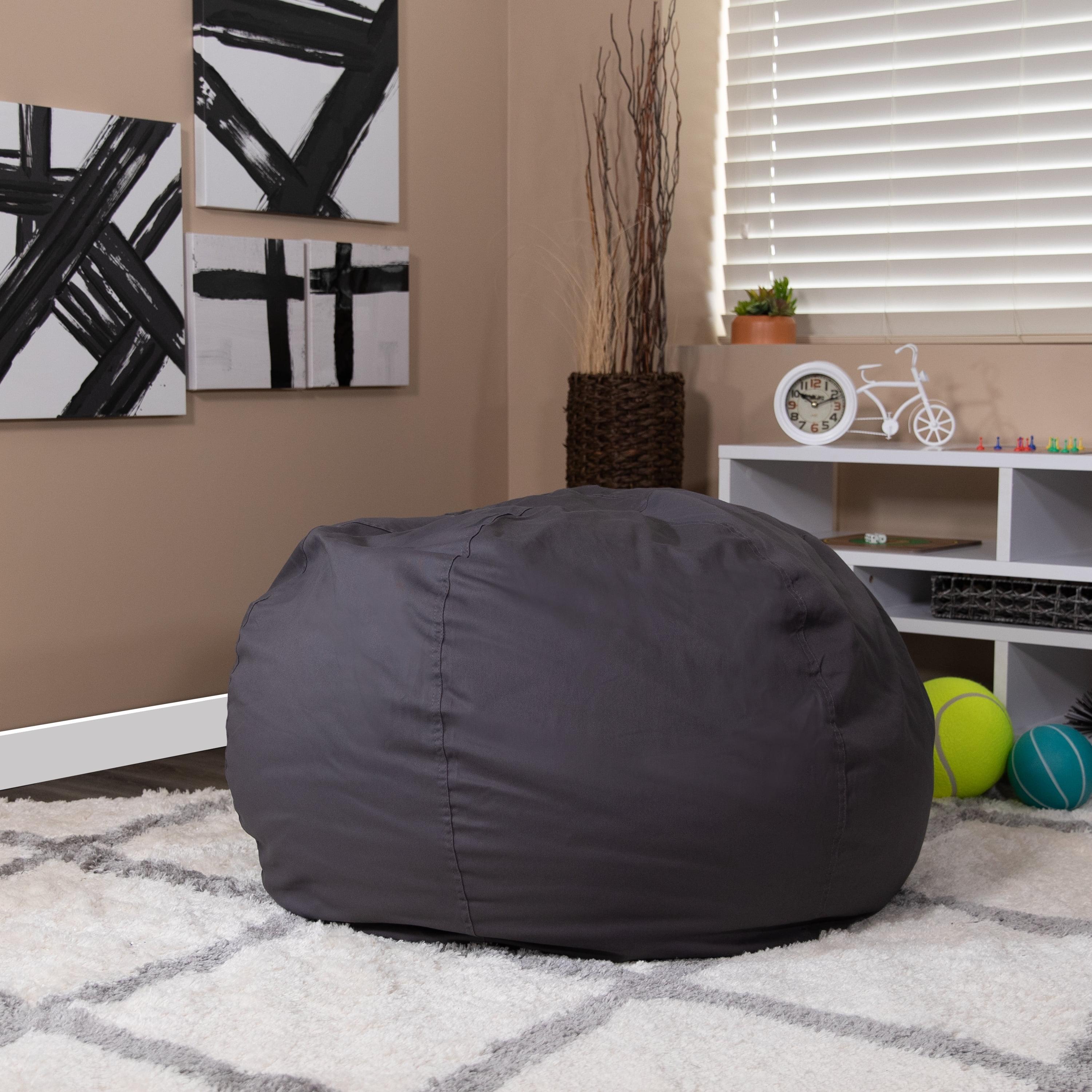 Oversized Gray Bean Bag Chair with Removable Fabric Cover