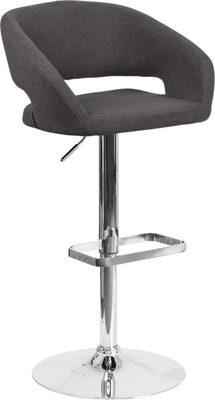 Erik Modern Black Fabric Adjustable Swivel Barstool with Chrome Base