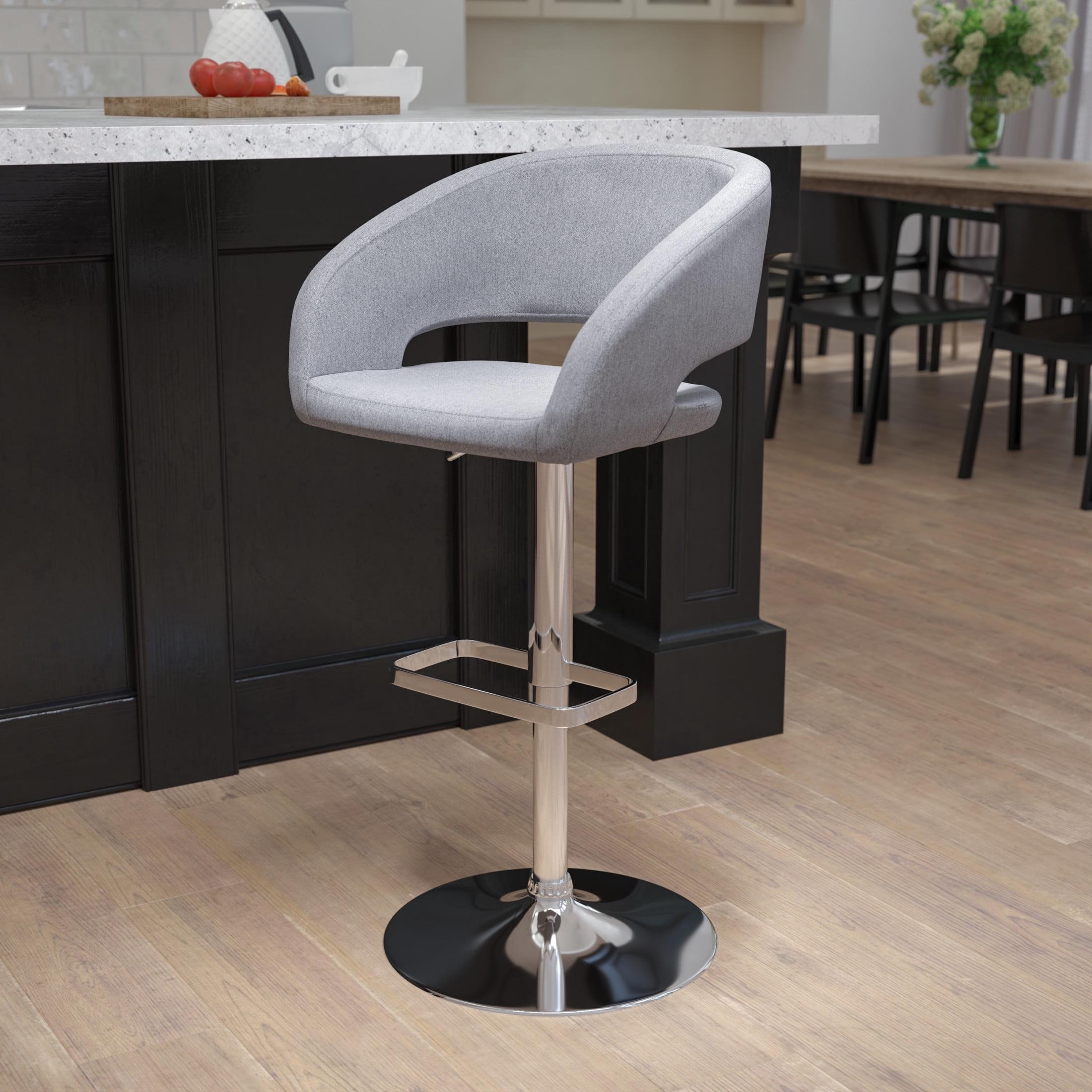 Flash Furniture Contemporary Vinyl Adjustable Height Barstool with Rounded Mid-Back