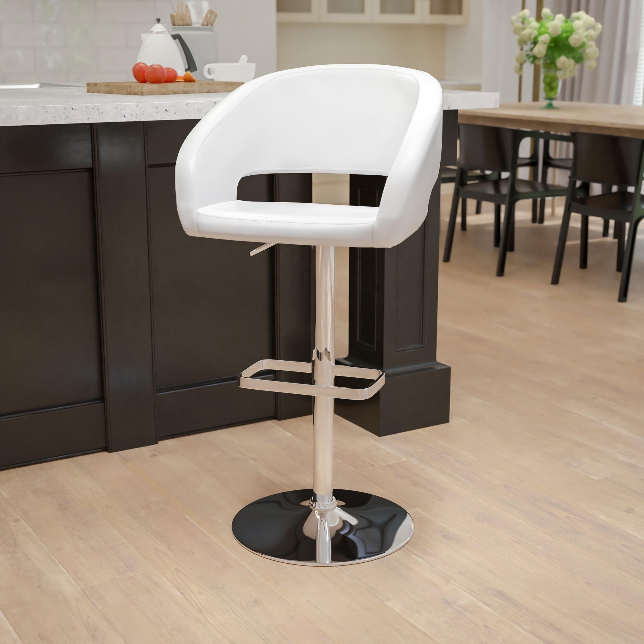 Flash Furniture Contemporary Vinyl Adjustable Height Barstool with Rounded Mid-Back