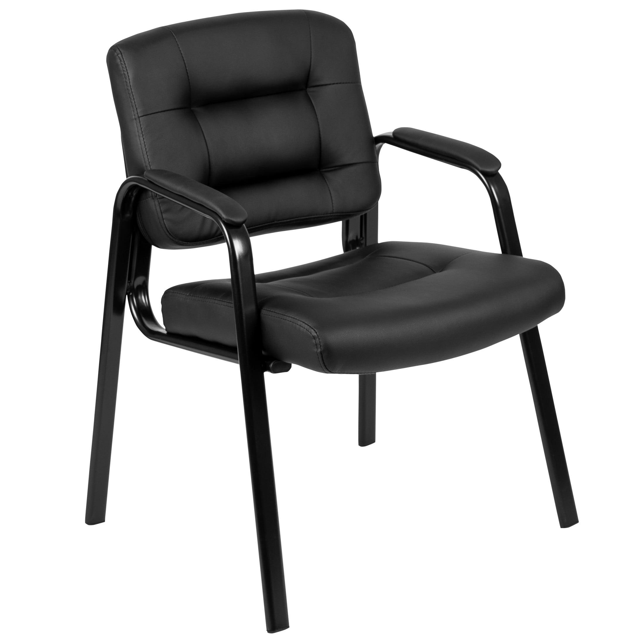 Flash Furniture Darwin Flash Fundamentals Black LeatherSoft Executive Reception Chair with Black Metal Frame