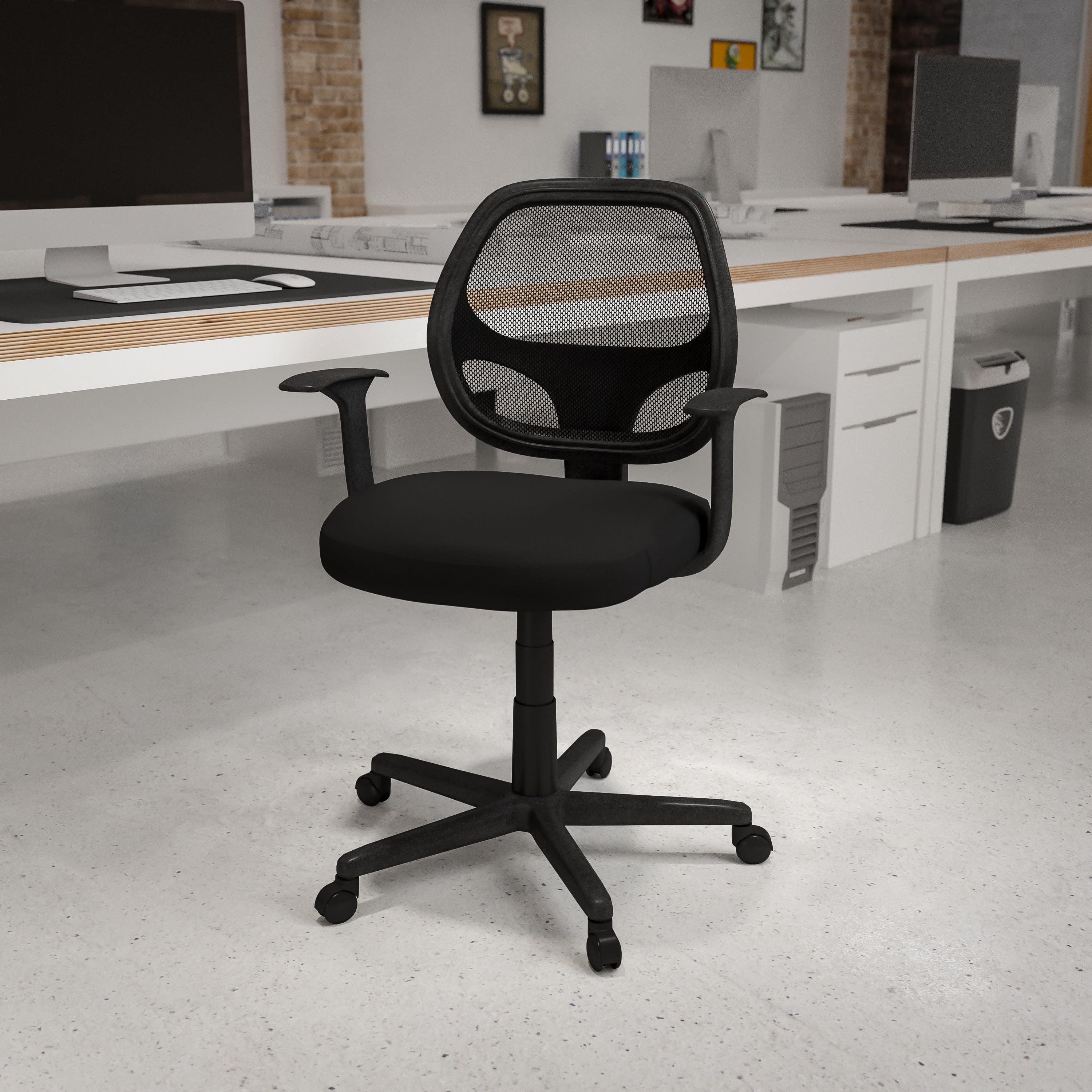 Sleek Mid-Back Black Mesh Swivel Task Chair with Lumbar Support