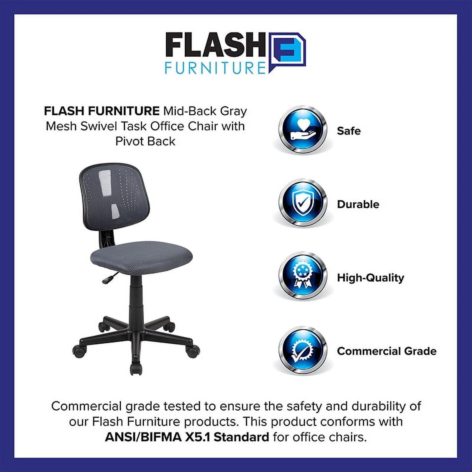 Flash Furniture Flash Fundamentals Mid-Back Gray Mesh Swivel Task Office Chair with Pivot Back