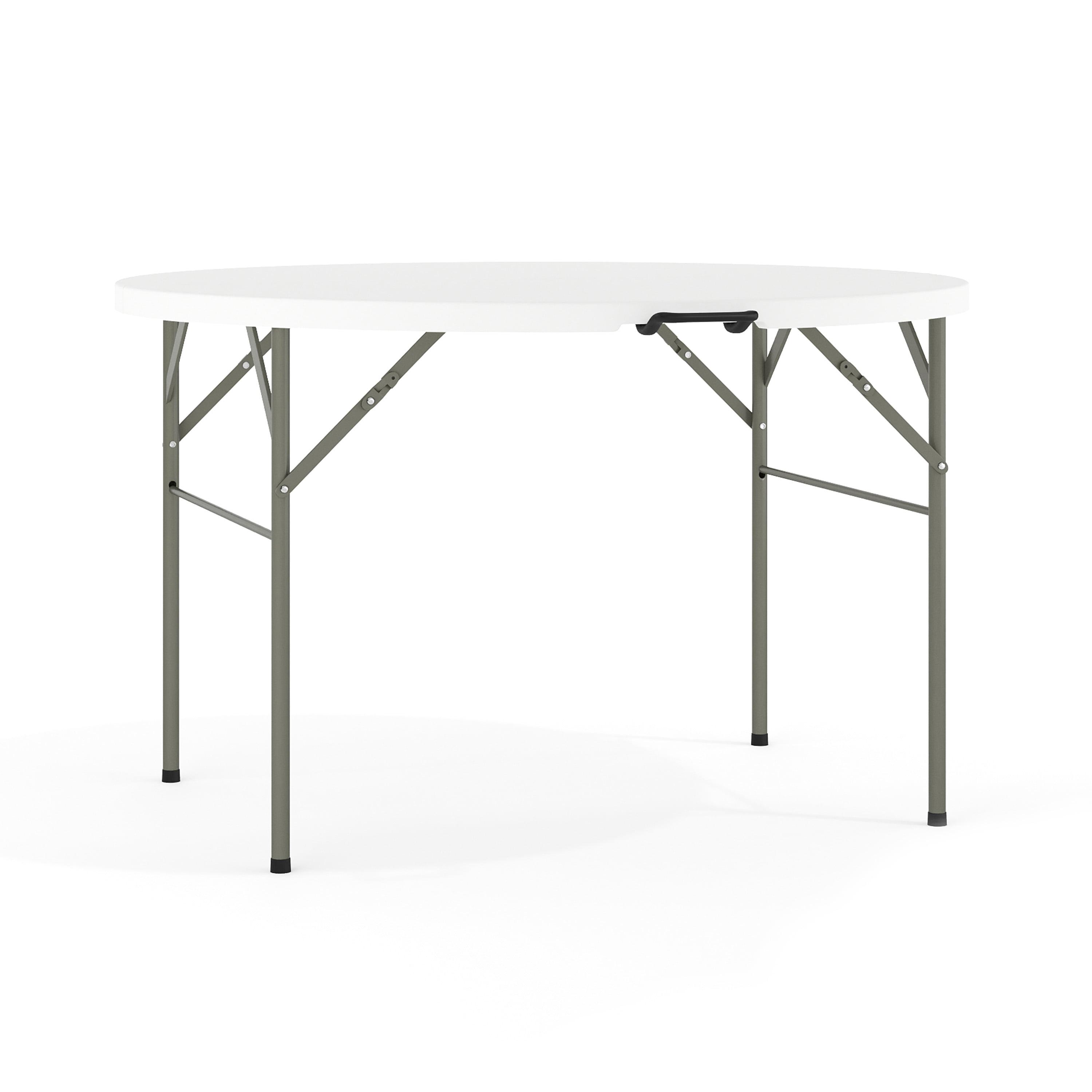 4-Foot Round Bi-Fold Plastic Banquet and Event Folding Table with Carrying Handle