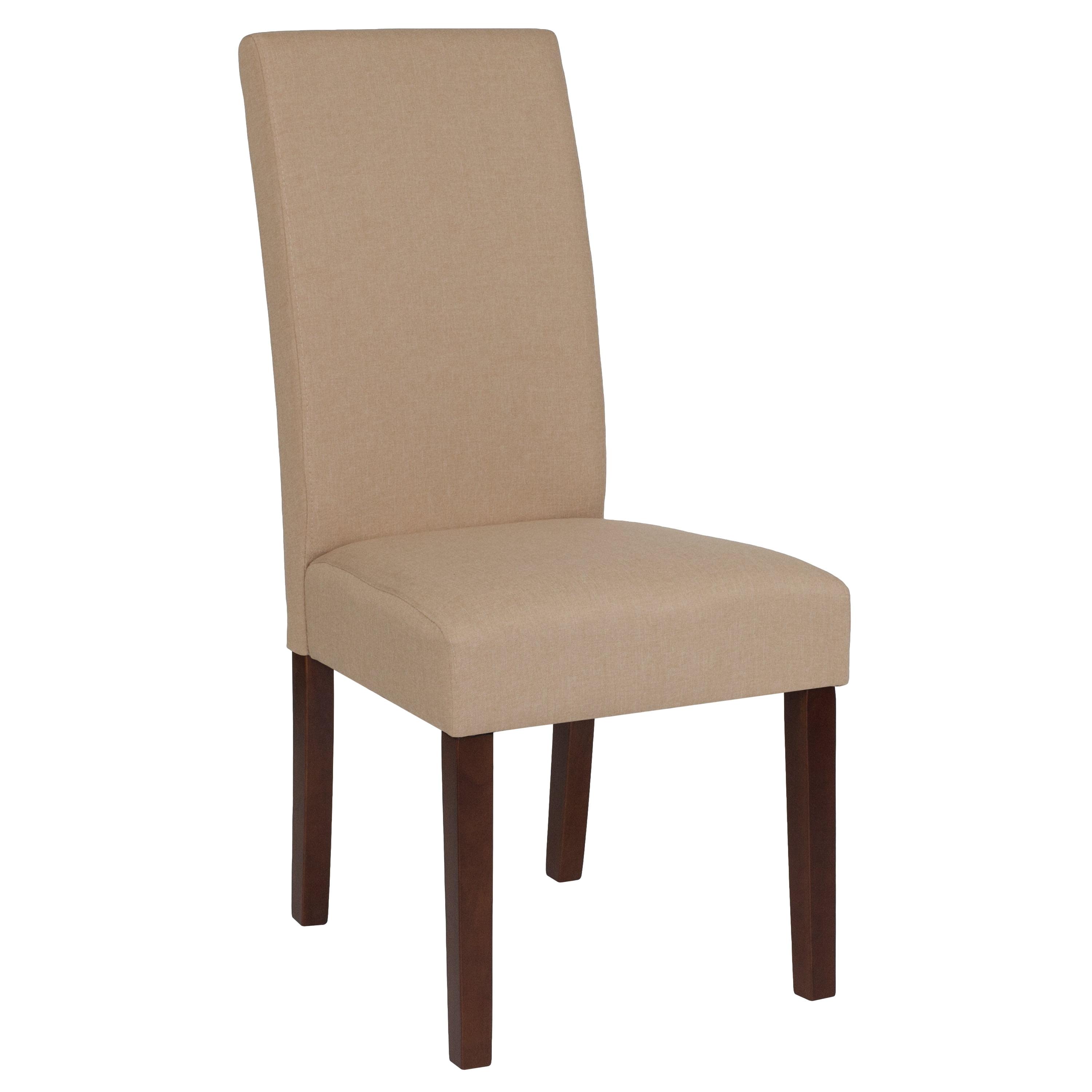 Elegant Parsons High-Back Side Chair in Beige with Solid Wood Legs