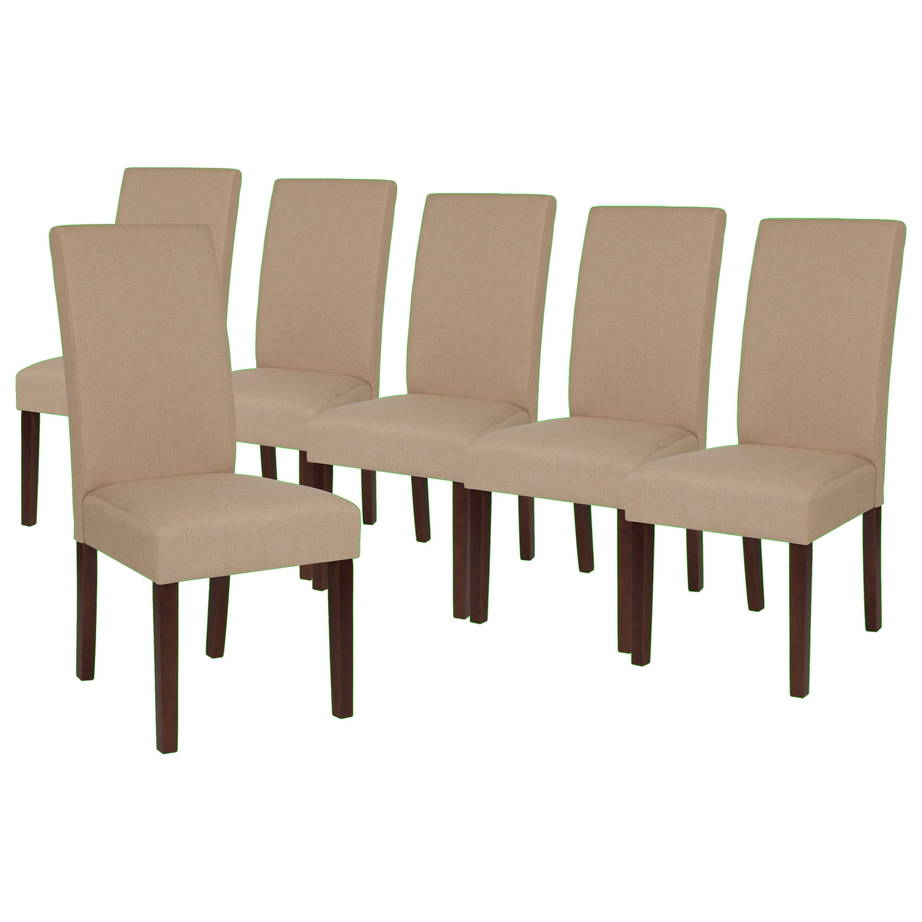 Beige Fabric Upholstered Parsons Side Chair with Solid Hardwood