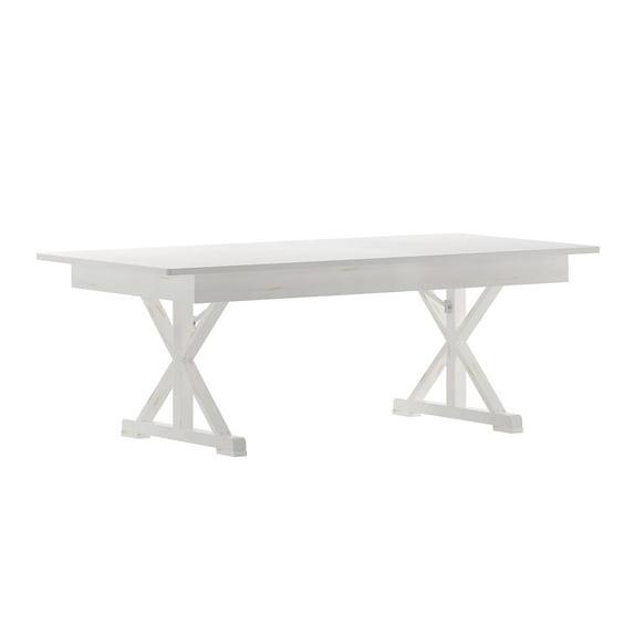 Flash Furniture Eternity Rectangular Solid Pine Farm Dining Table with Folding X-Style Legs