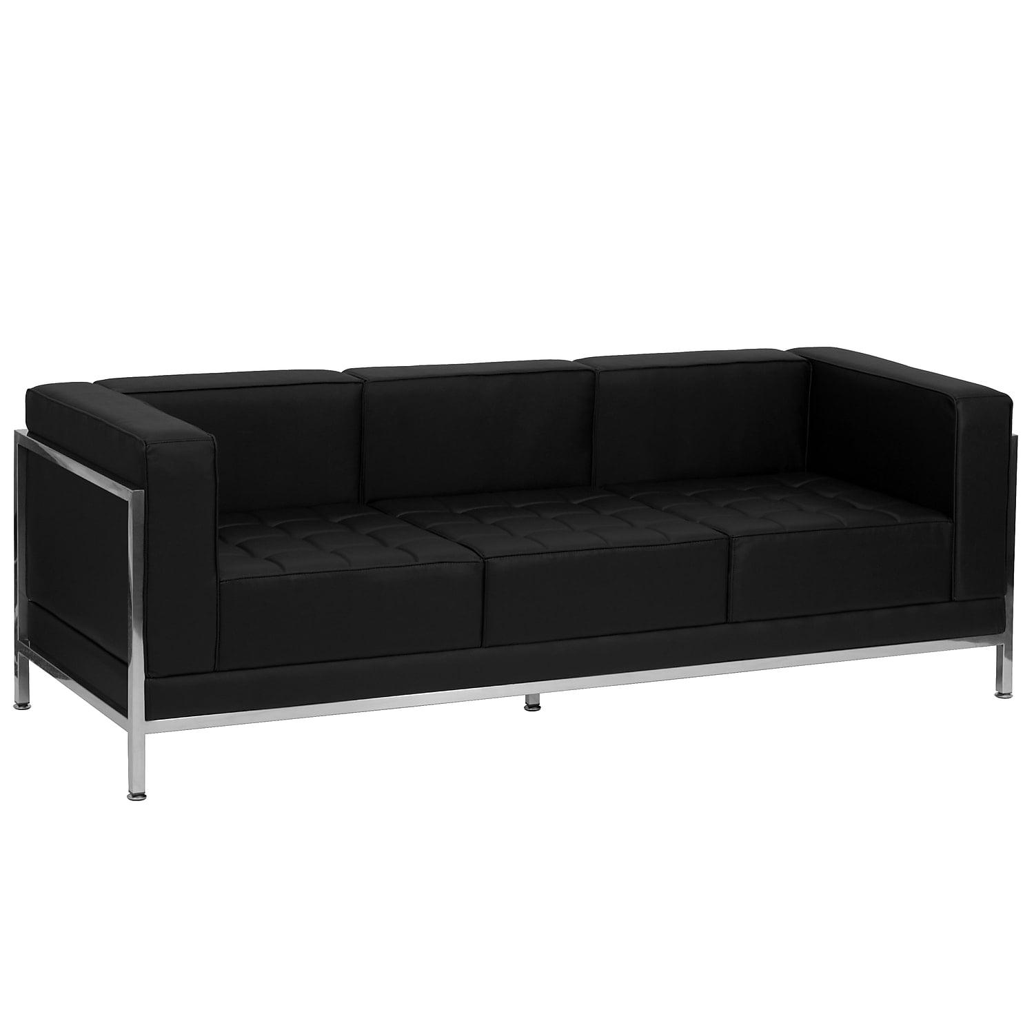 Flash Furniture HERCULES Imagination Series Contemporary Black Leather Sofa with Encasing Frame