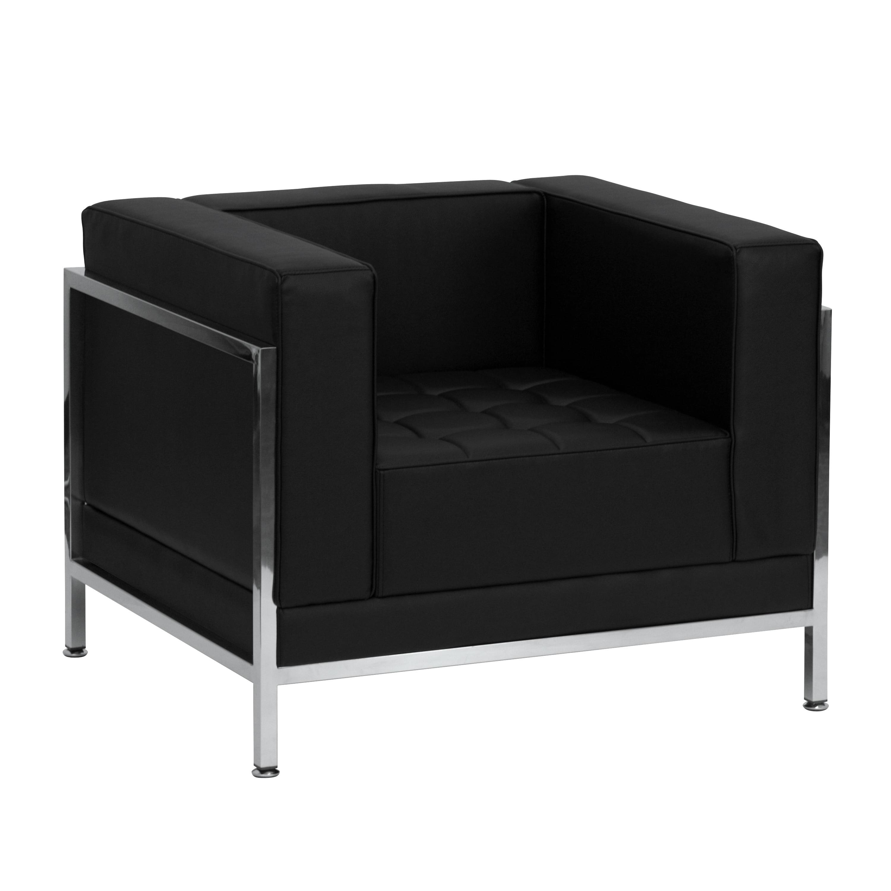 Berlin Black LeatherSoft Lounge Chair with Metal Frame