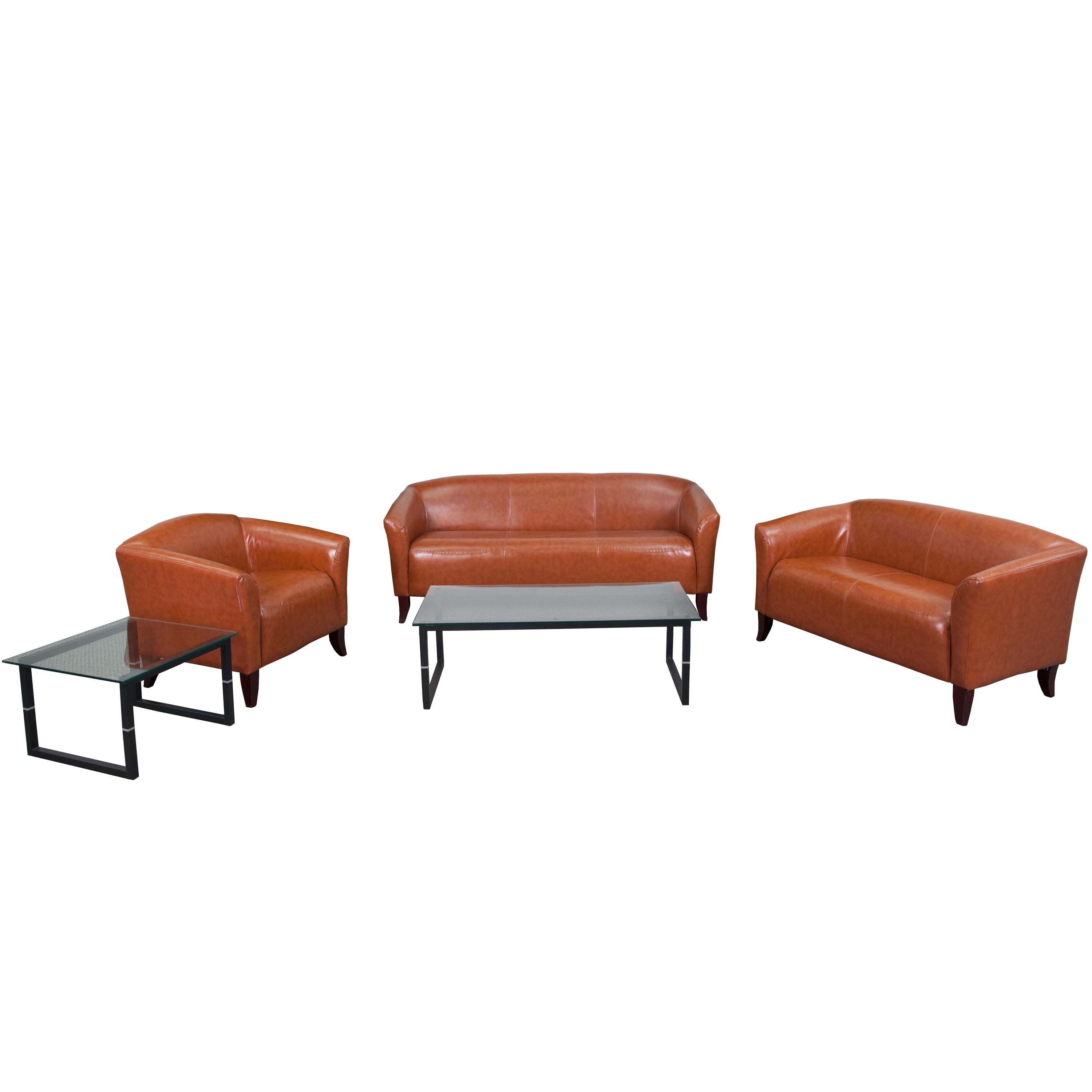 Flash Furniture HERCULES Imperial Series Reception Set in Cognac LeatherSoft