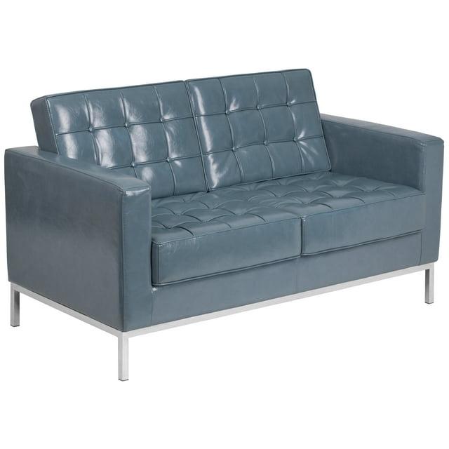 Flash Furniture HERCULES Lacey Series Contemporary Gray LeatherSoft Loveseat with Stainless Steel Frame