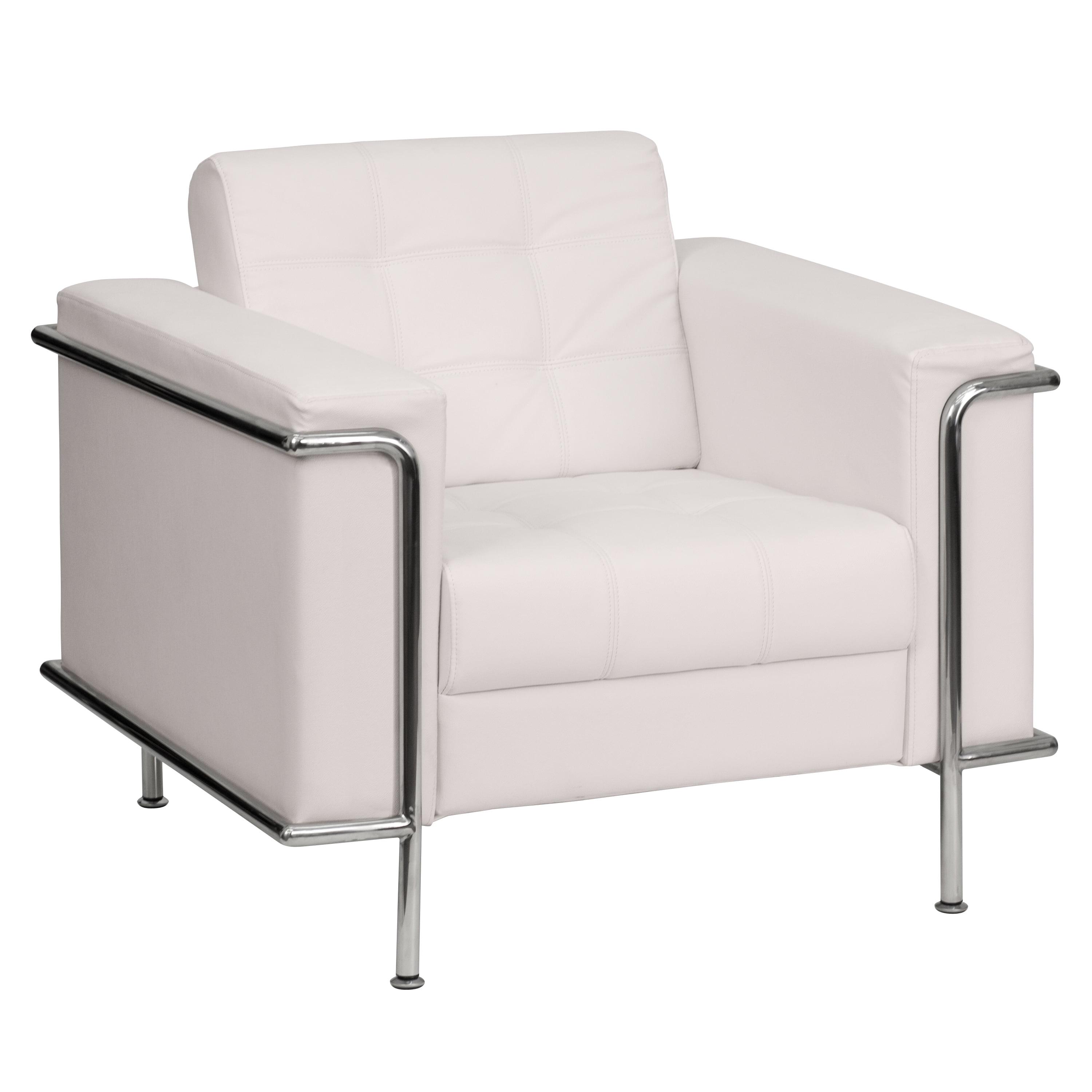 Flash Furniture HERCULES Lesley Series Contemporary Melrose White LeatherSoft Chair with Encasing Frame