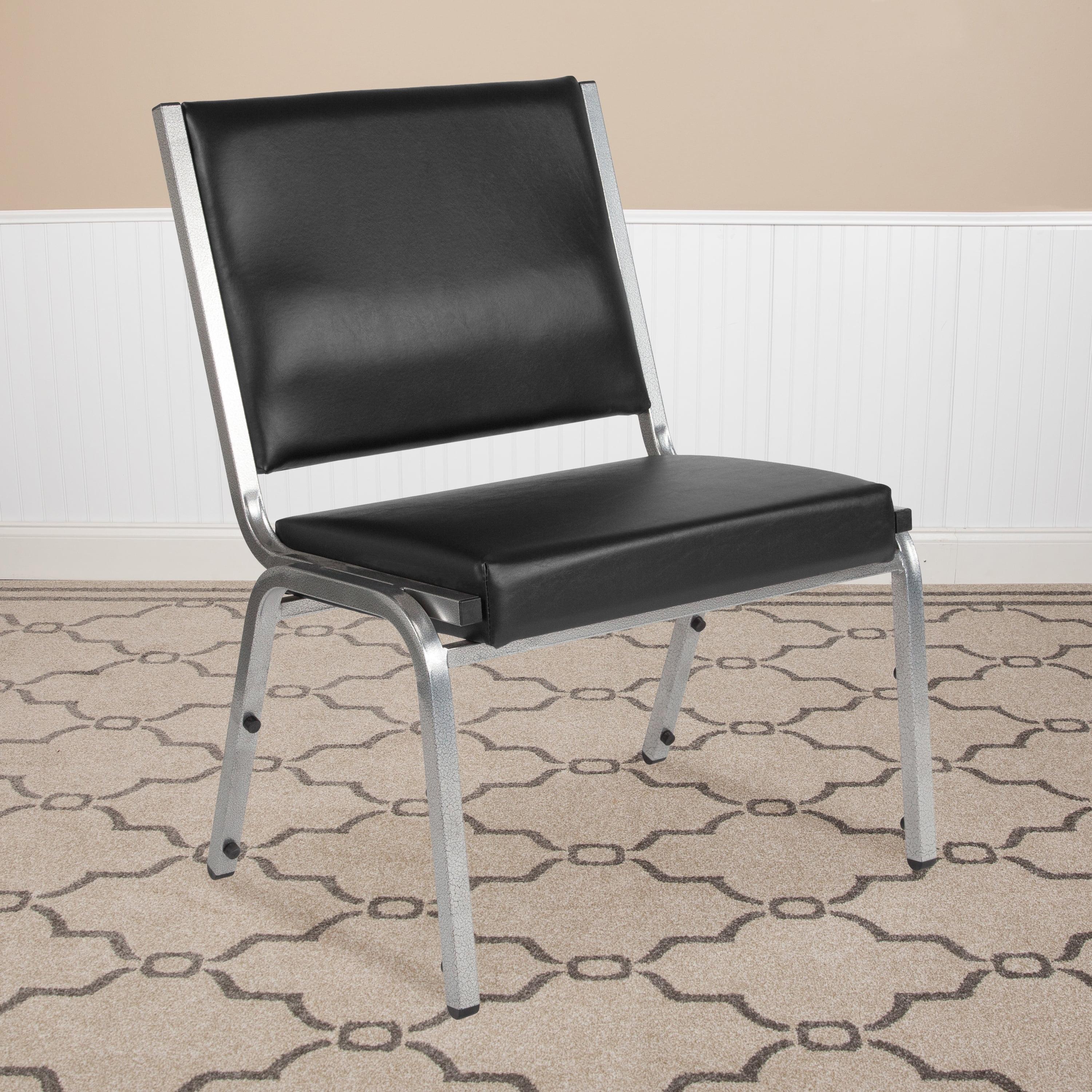 Black Vinyl Armless Stacking Metal Reception Chair