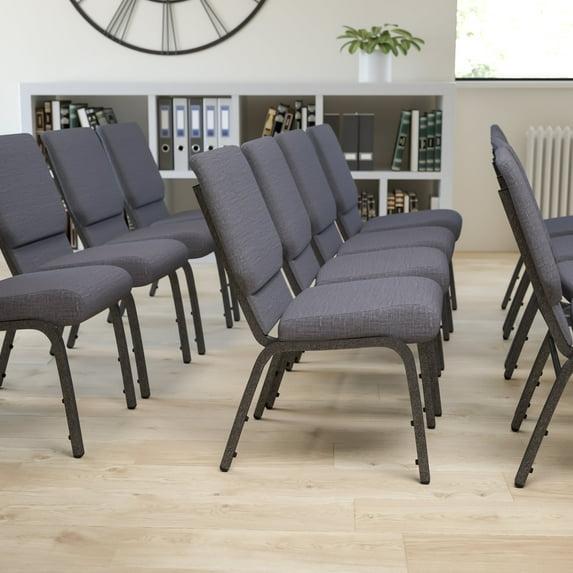 Flash Furniture HERCULES Series 18.5''W Stacking Church Chair in Dark Gray Fabric - Silver Vein Frame